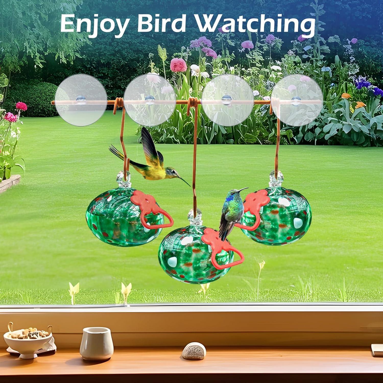 Comedero para Colibríes de Ventana Pozfun, Vidrio Verde