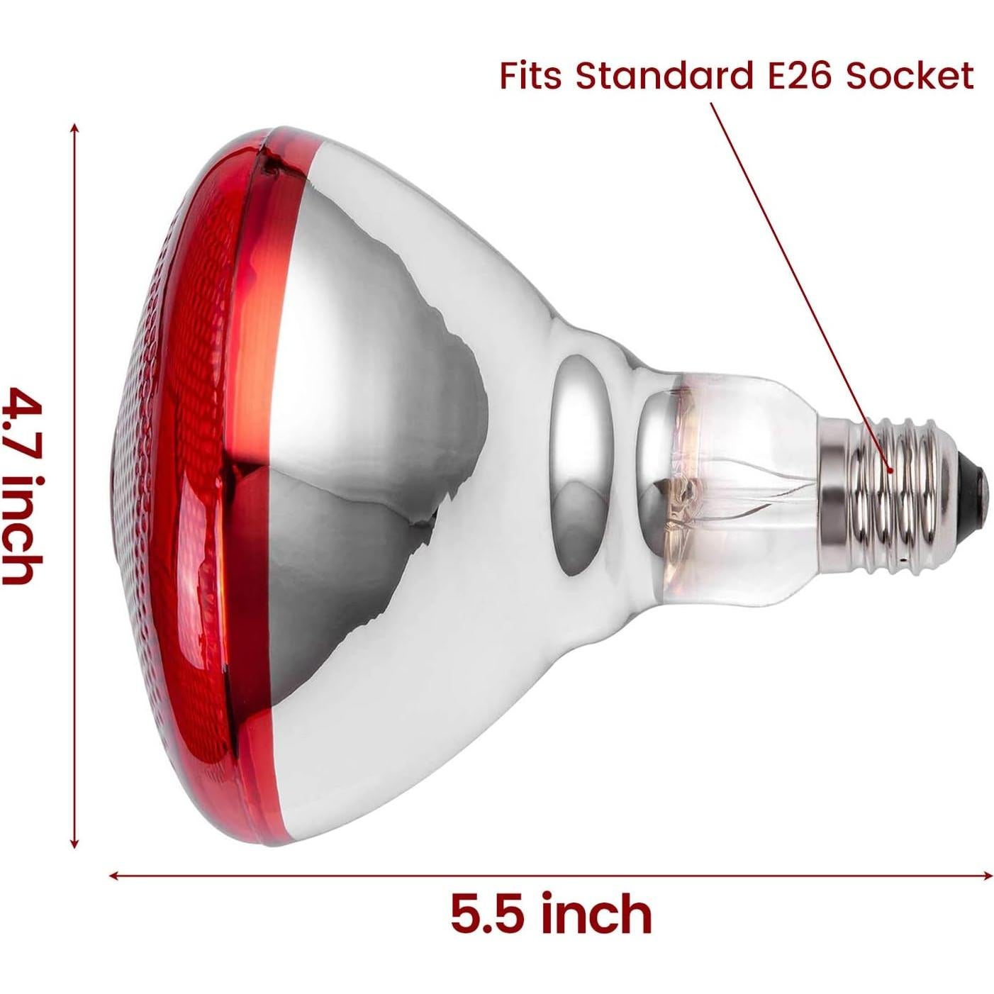 Lámpara de Calor YEAOI 150W E26 Luz Roja Infrarroja para Animales