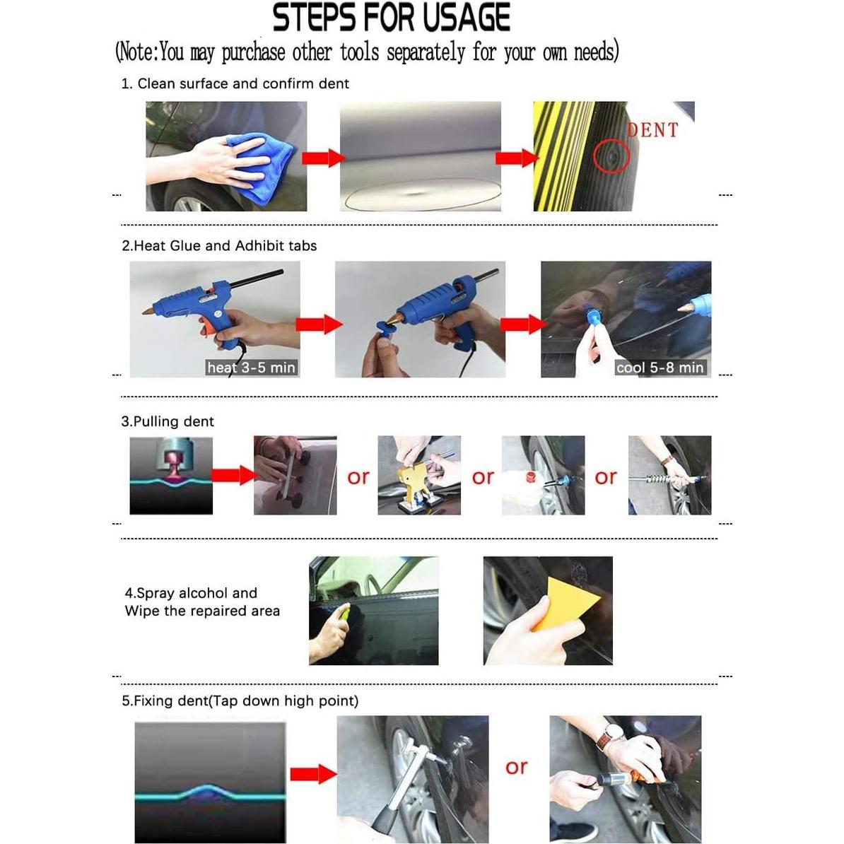 Kit de reparación de abolladuras LadyRosian YLQY7, 7 pestañas