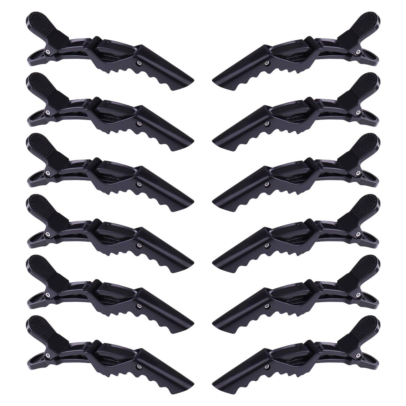 Clips de Pelo de Cocodrilo GLAMFIELDS 12 Pcs Negros Antideslizantes