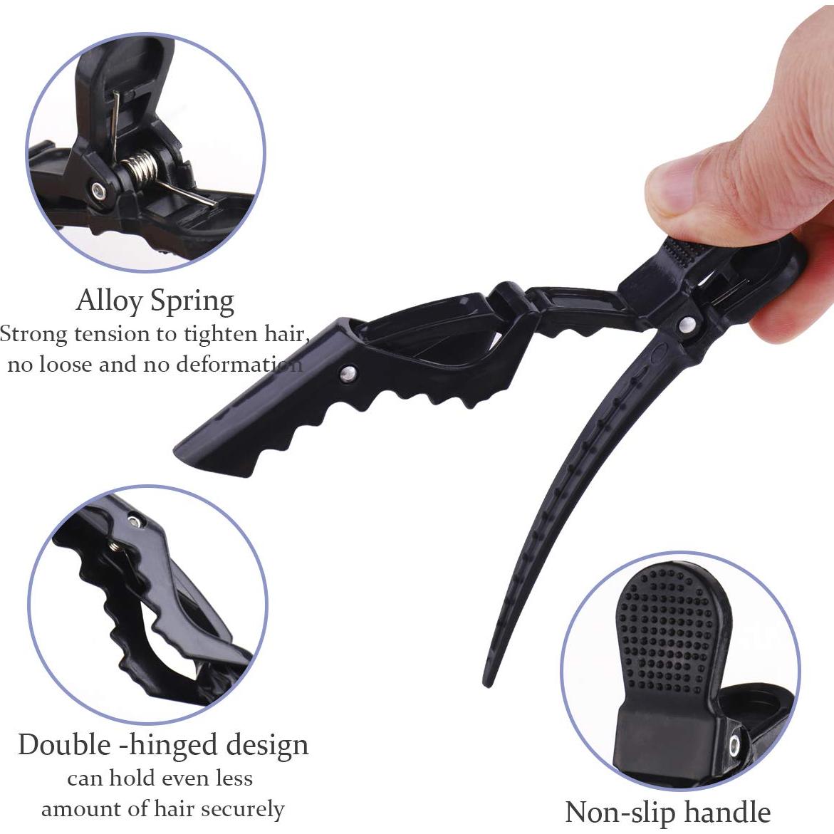 Clips de Pelo de Cocodrilo GLAMFIELDS 12 Pcs Negros Antideslizantes