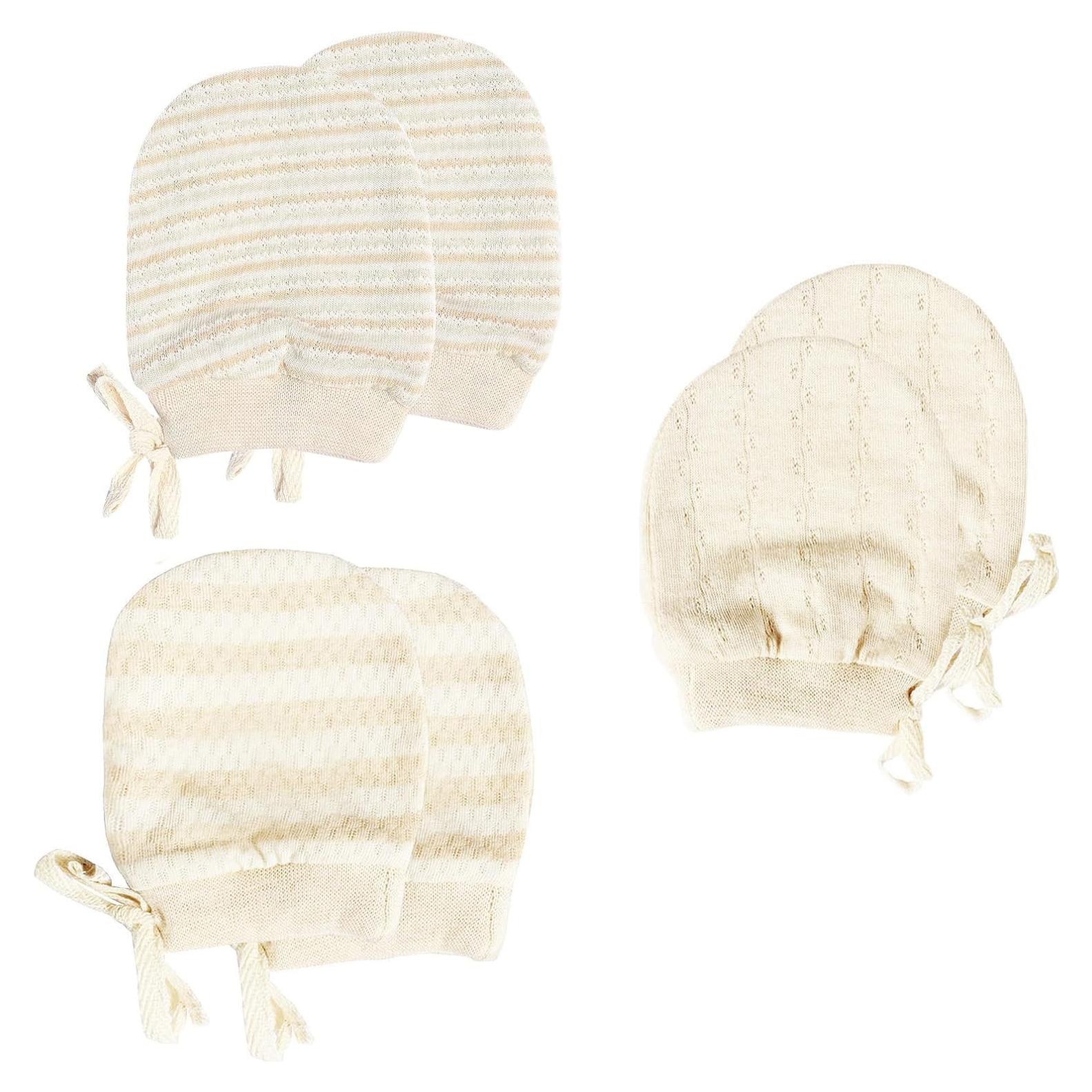 Manoplas Recién Nacidos 100% Algodón Orgánico 3 Paquetes