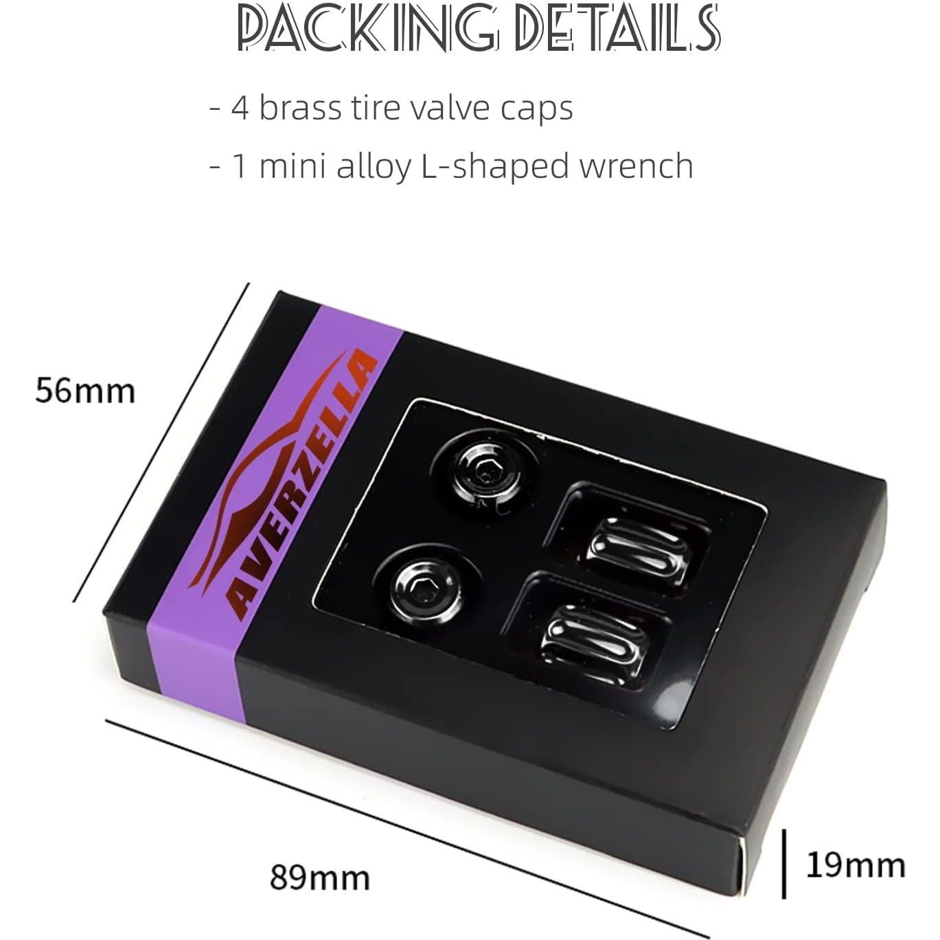 4 Tapones de Válvula de Neumático AVERZELLA Hexagonales Negros