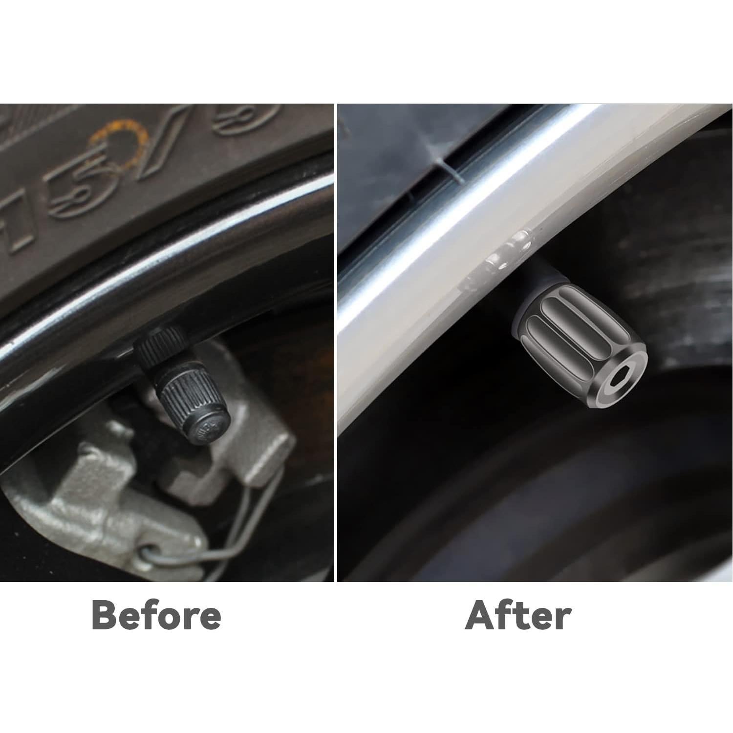 4 Tapones de Válvula de Neumático AVERZELLA Hexagonales Negros