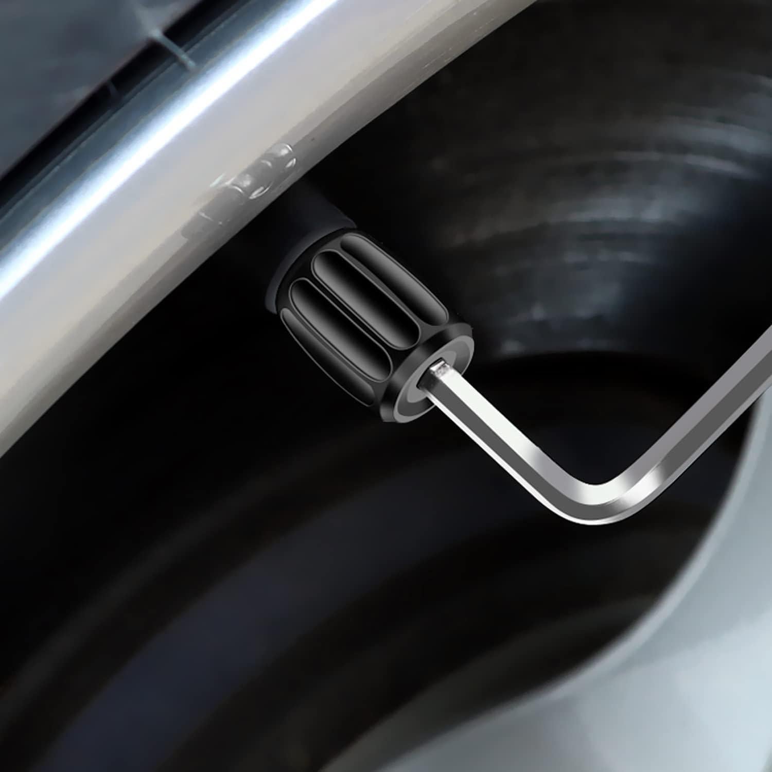 4 Tapones de Válvula de Neumático AVERZELLA Hexagonales Negros