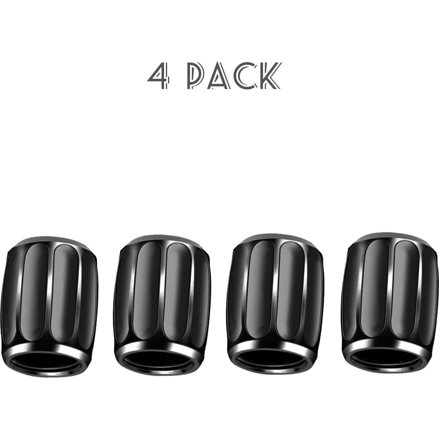 4 Tapones de Válvula de Neumático AVERZELLA Hexagonales Negros