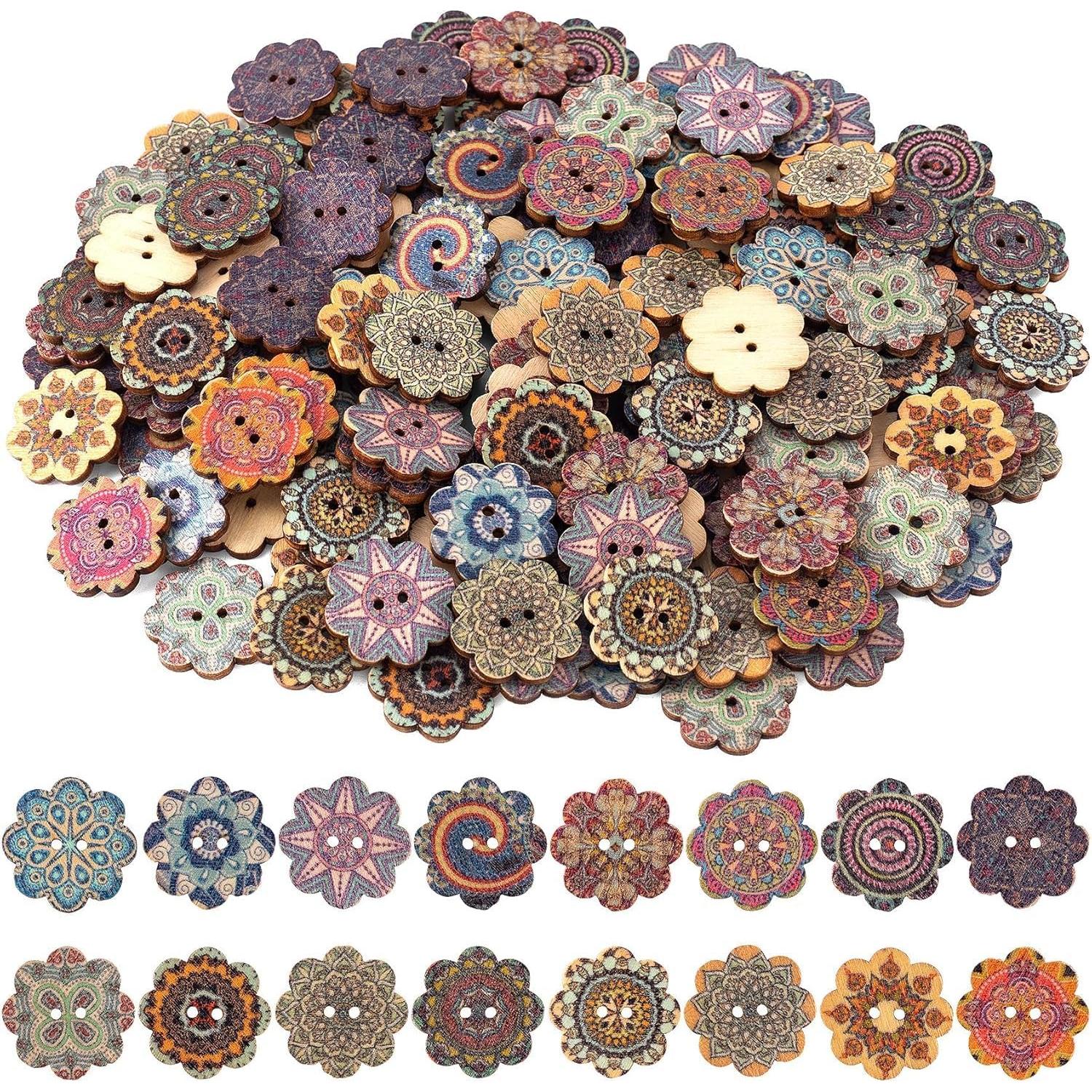 100 Botones de Madera Vintage AMASSIVEROCK para Manualidades