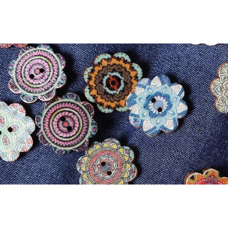 100 Botones de Madera Vintage AMASSIVEROCK para Manualidades