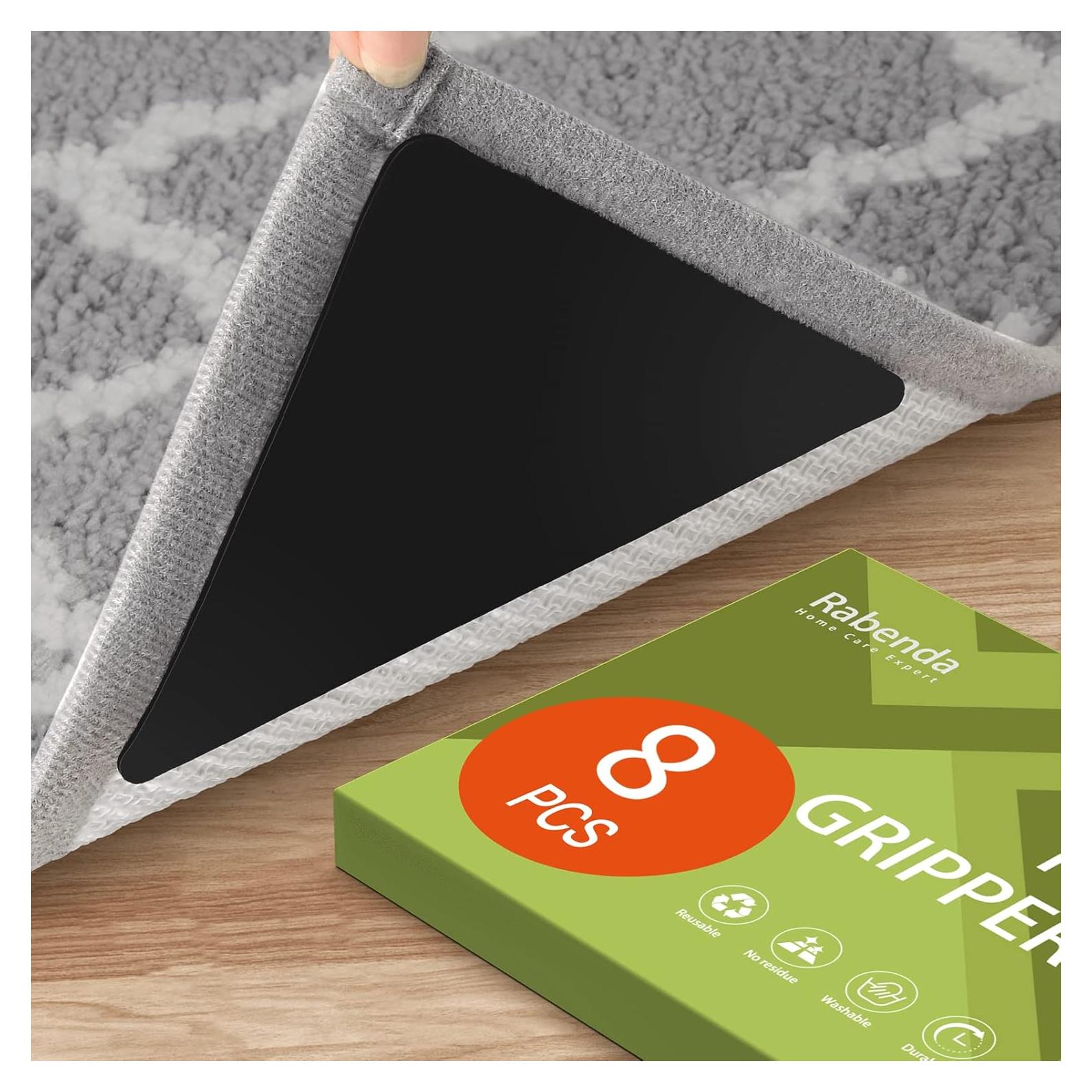 Agarradores Antideslizantes para Alfombras Rabenda 8 Pcs Negro