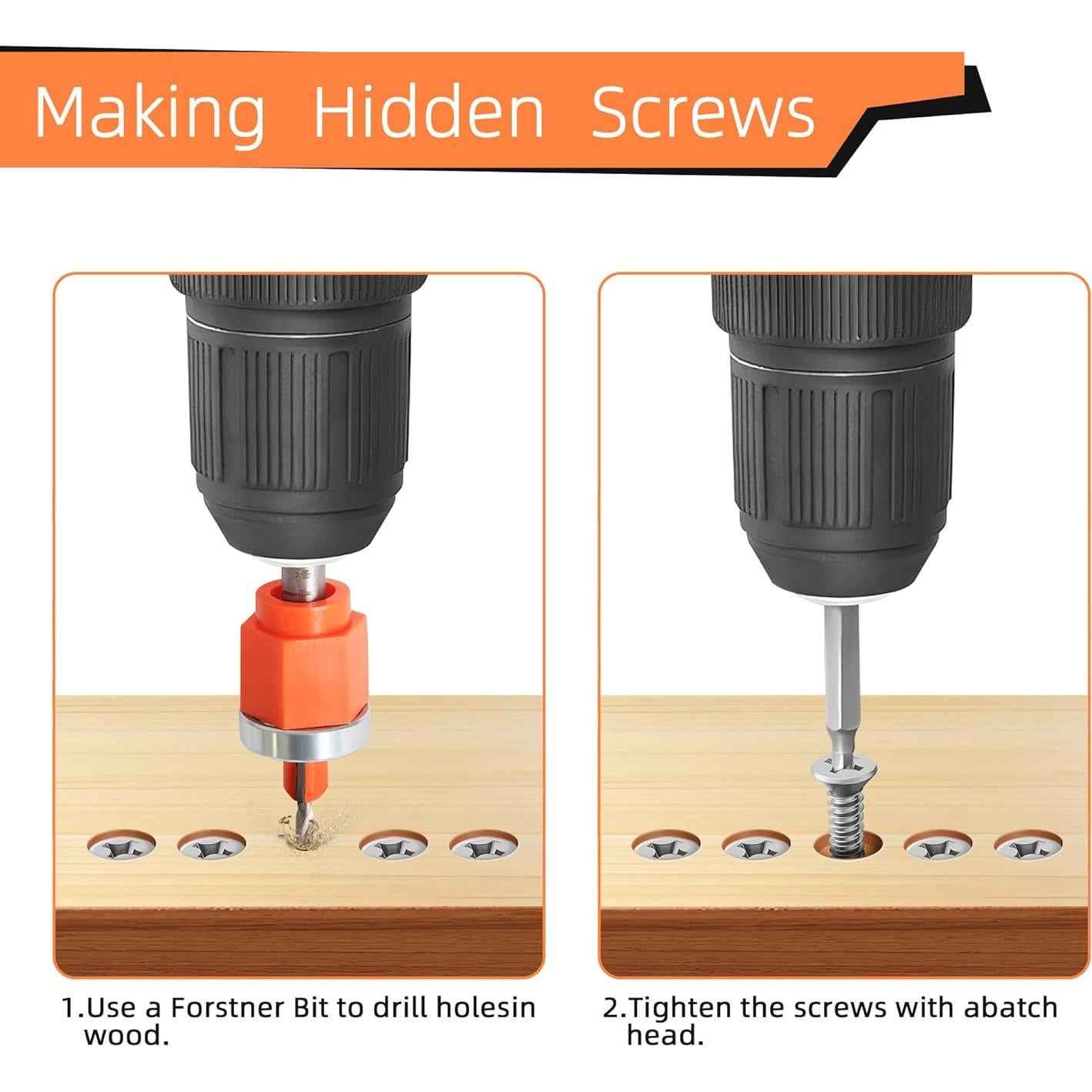 Juego de 5 Brocas de Avellanado Kauwm con Profundidad Ajustable