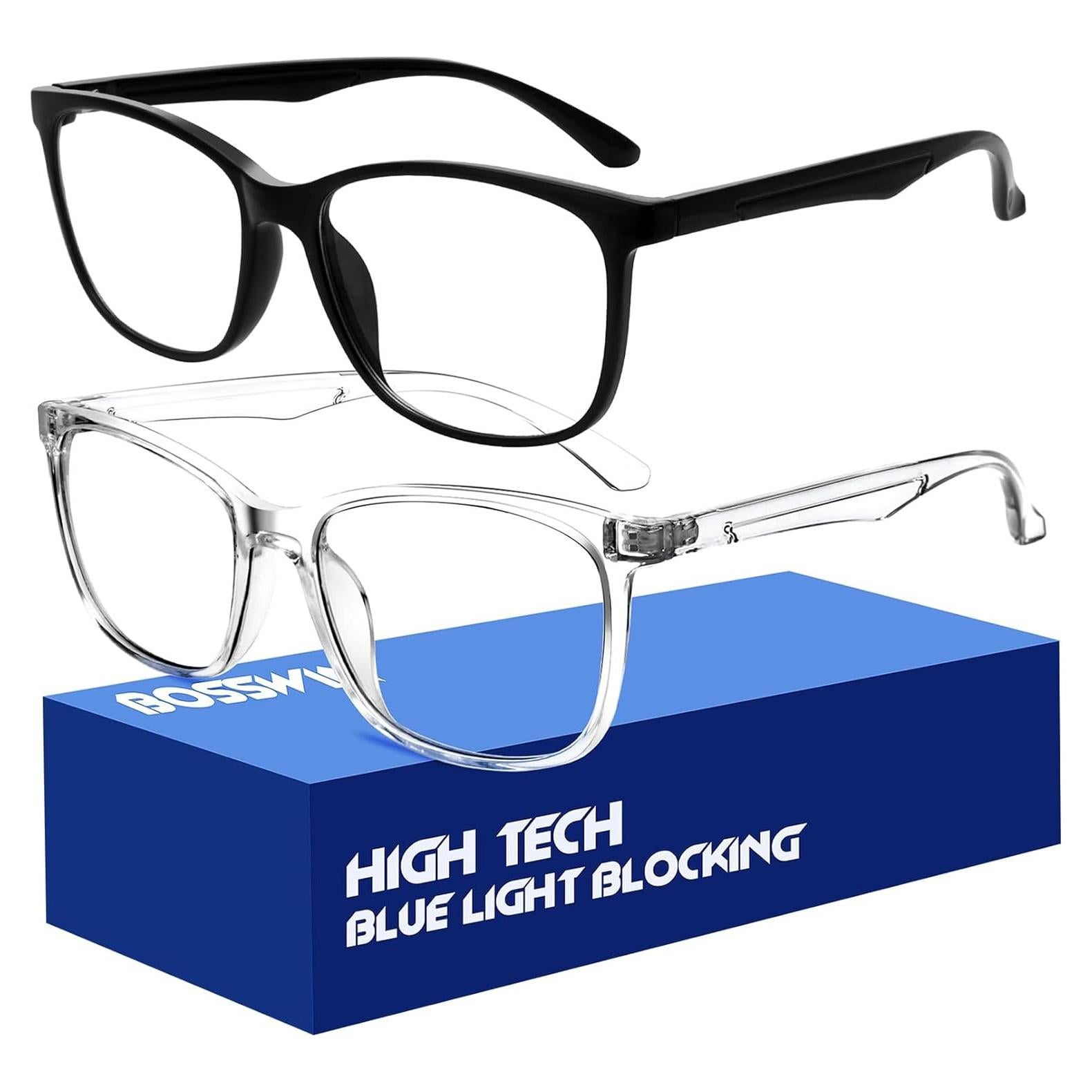 Gafas Anti Luz Azul BOSSWIN Cuadradas 99% Filtrado Claro