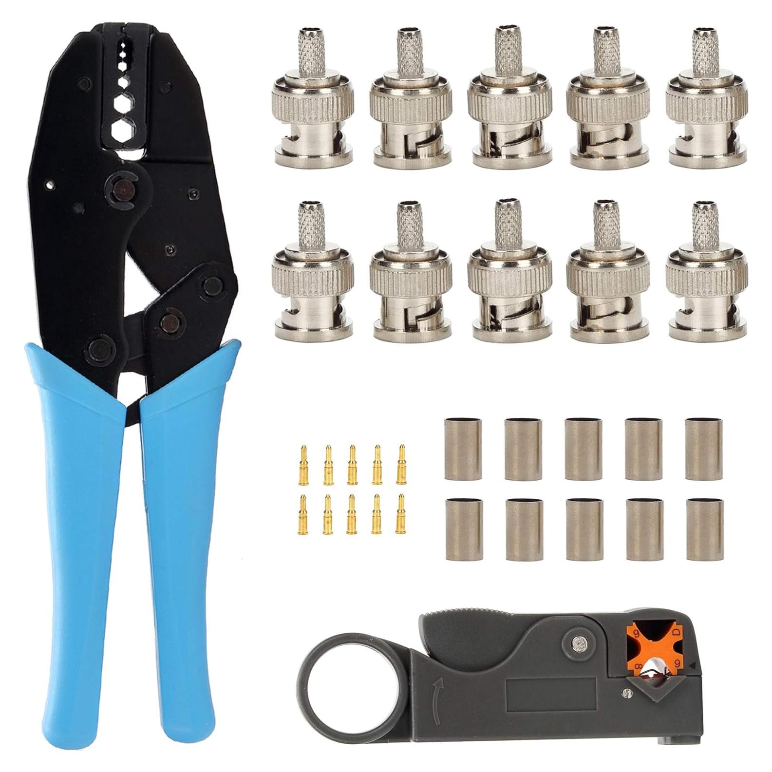 Conector BNC RG58 + Herramienta Crimpado TLS.eagle 10 Pcs