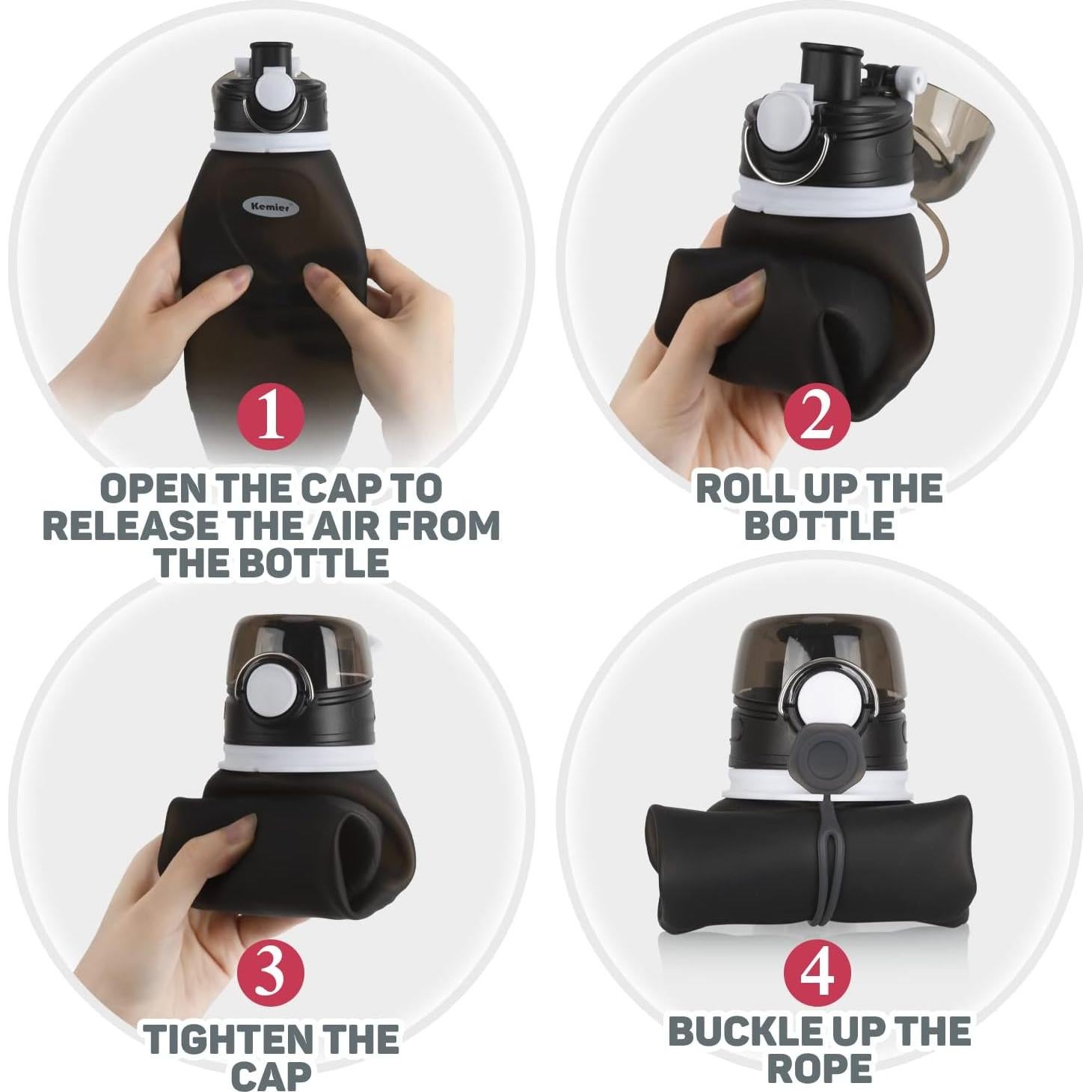 Botella de Agua Plegable Kemier S5-Pro 750ml Libre BPA