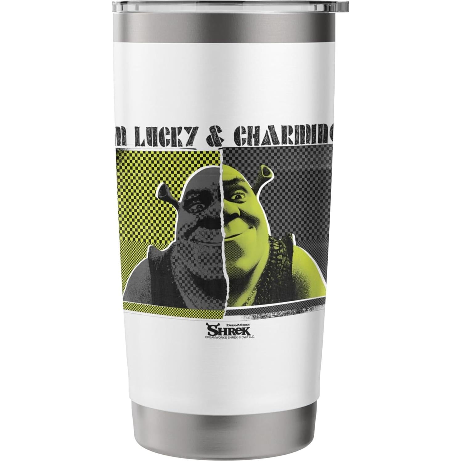 Vaso Térmico Shrek 20 Oz Acero Inoxidable Aislado Blanco