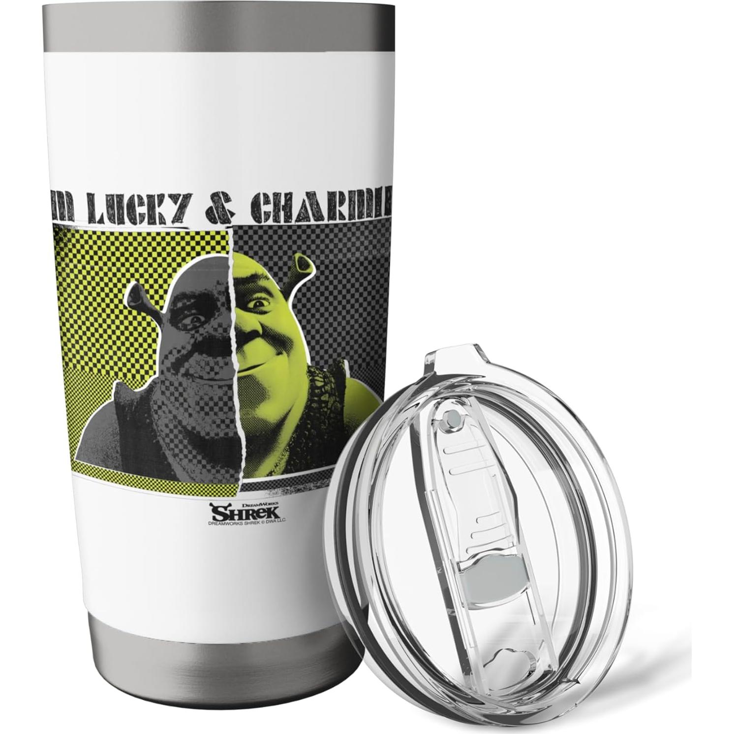 Vaso Térmico Shrek 20 Oz Acero Inoxidable Aislado Blanco