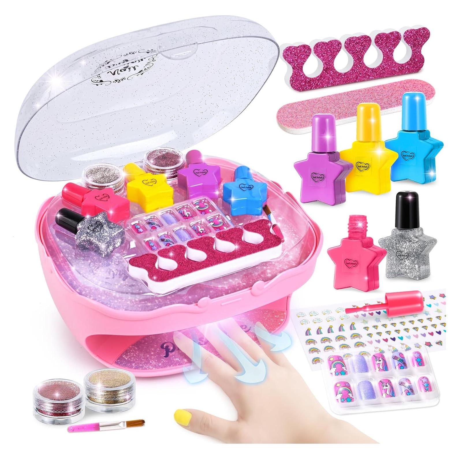 Kit de Esmalte de Uñas Shemira Rosa con Secador para Niñas