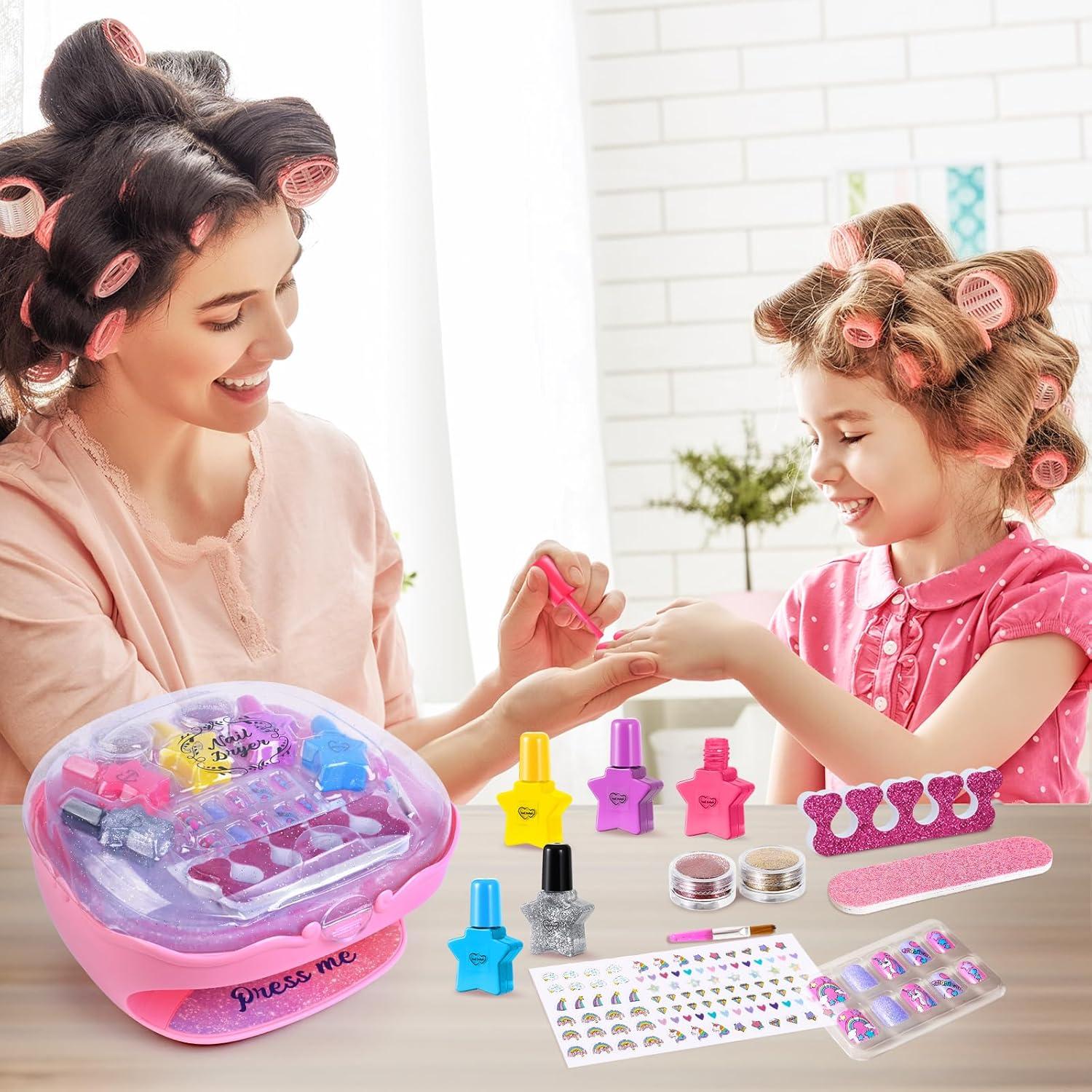Kit de Esmalte de Uñas Shemira Rosa con Secador para Niñas