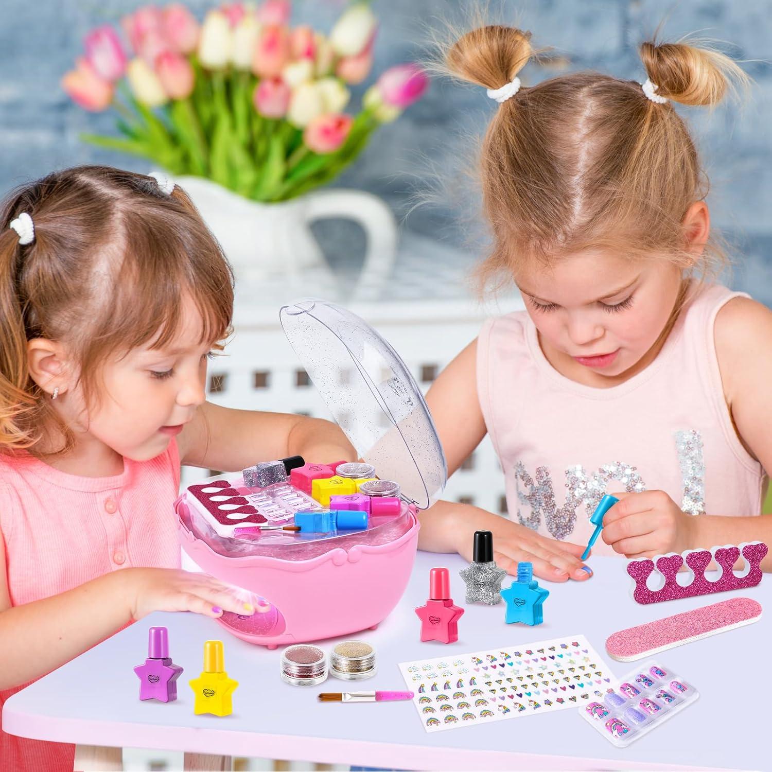 Kit de Esmalte de Uñas Shemira Rosa con Secador para Niñas