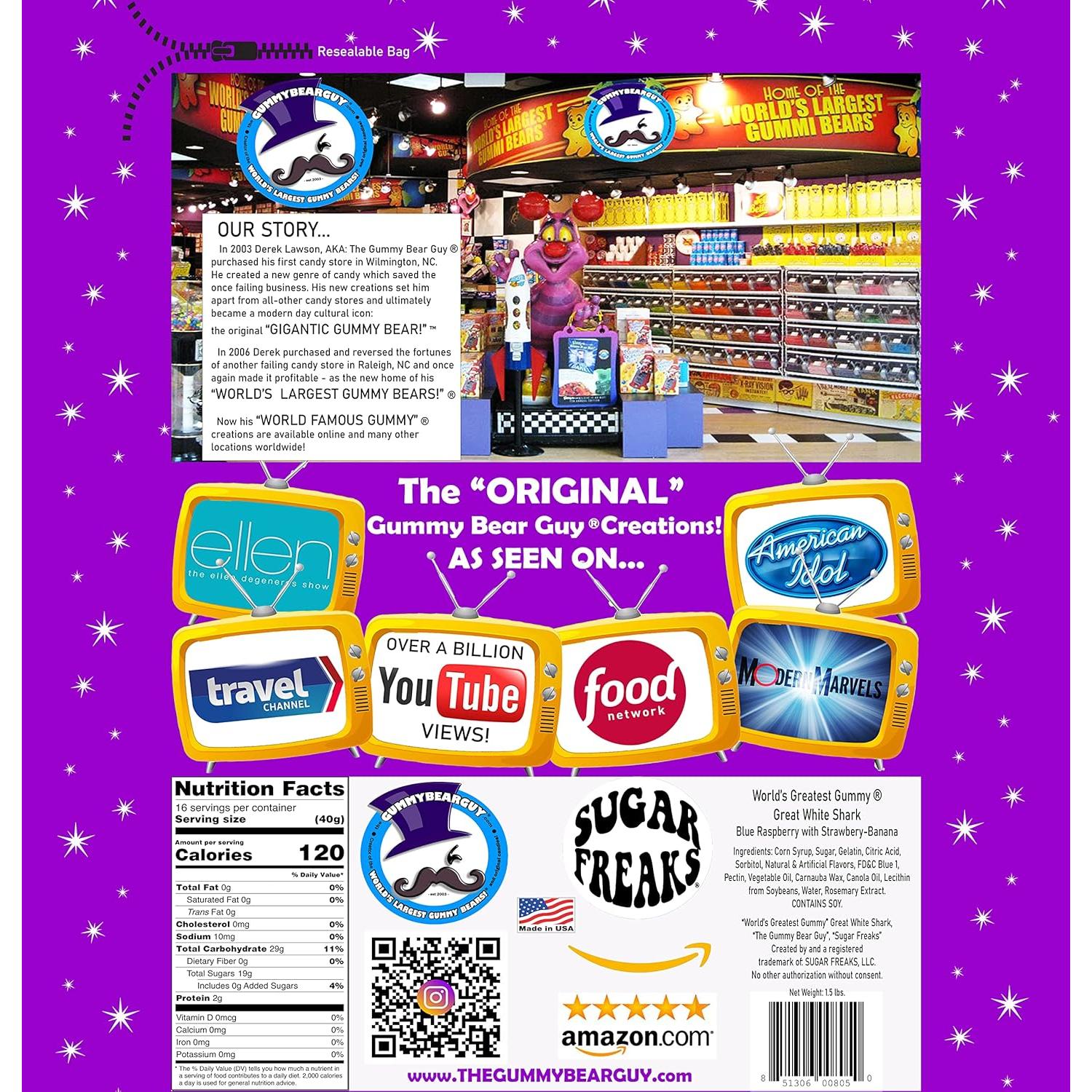 Gominola Tiburón Brosco 680g - Frambuesa Azul, Piña, Plátano, Fresa