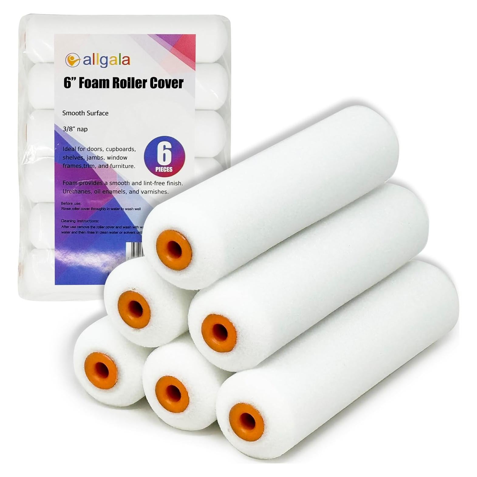 Rodillos de Espuma Allgala 6" (15.24 cm) Paquete de 6 para Pintura
