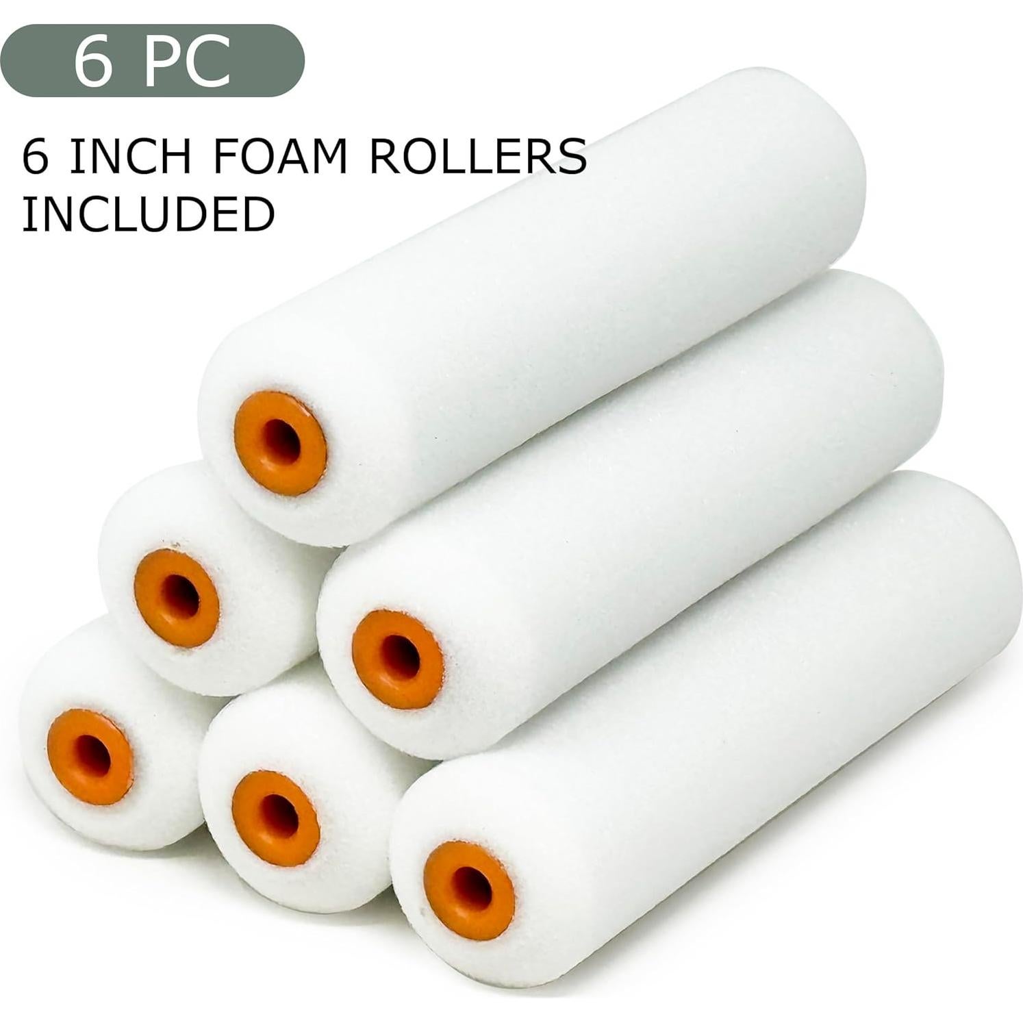 Rodillos de Espuma Allgala 6" (15.24 cm) Paquete de 6 para Pintura