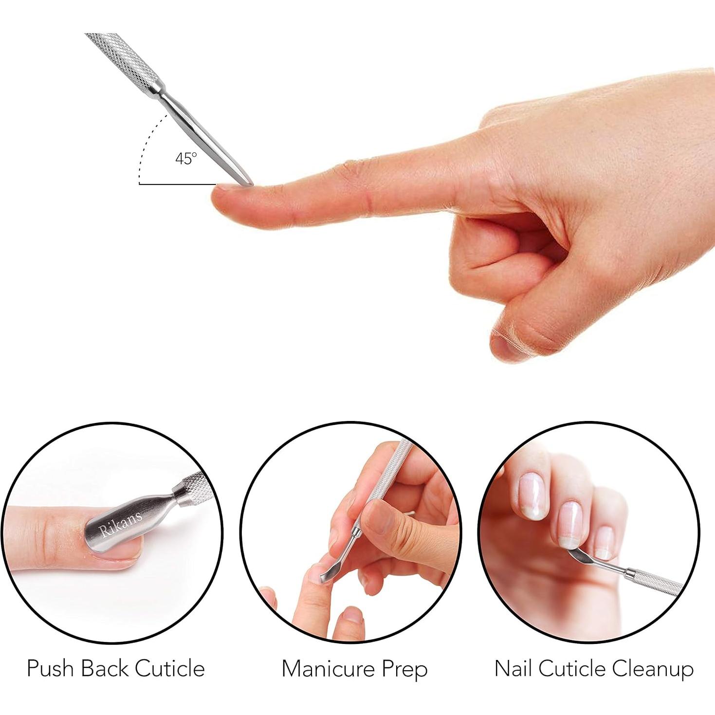 Removedor de Cutículas Rikans de Acero Inoxidable 2 en 1
