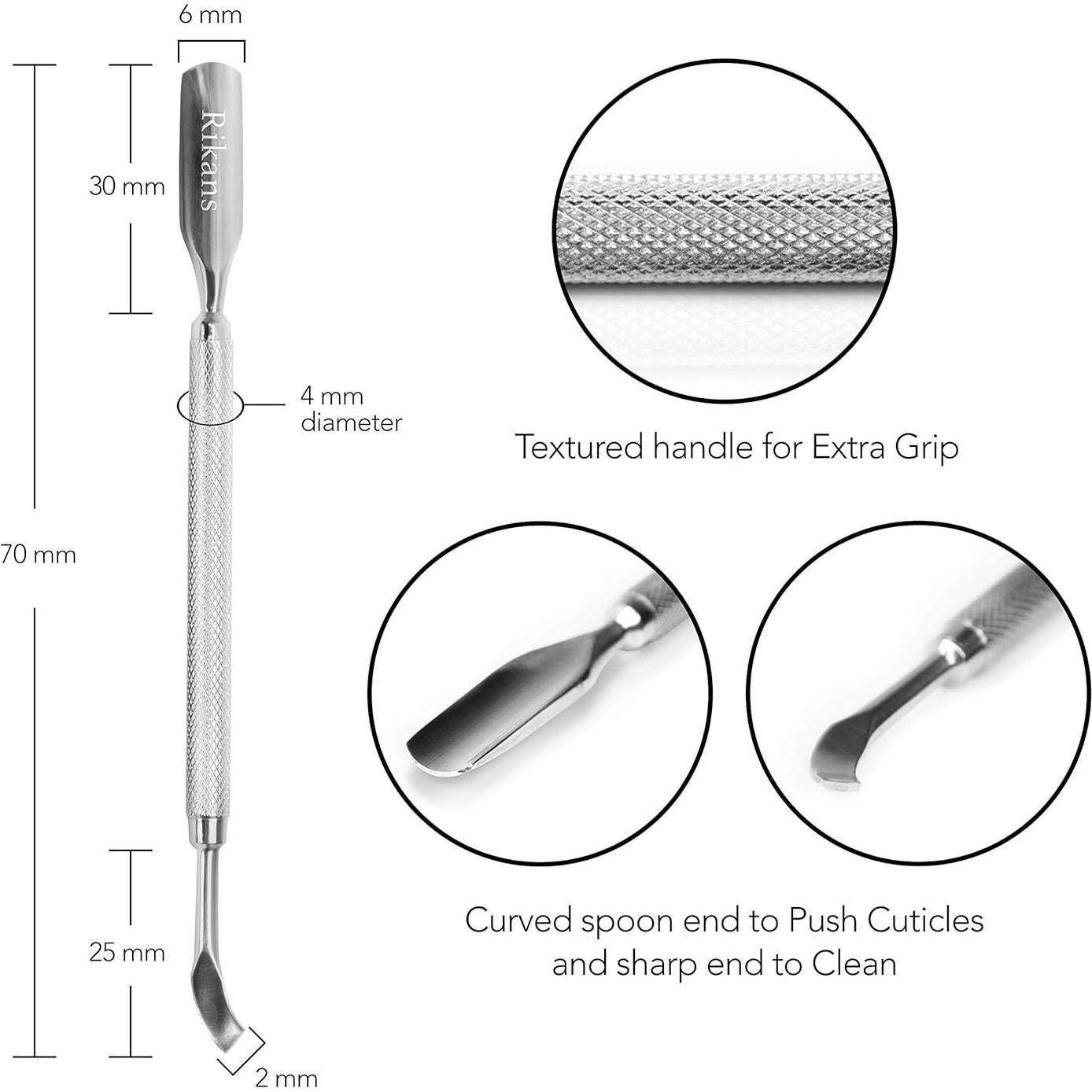 Removedor de Cutículas Rikans de Acero Inoxidable 2 en 1