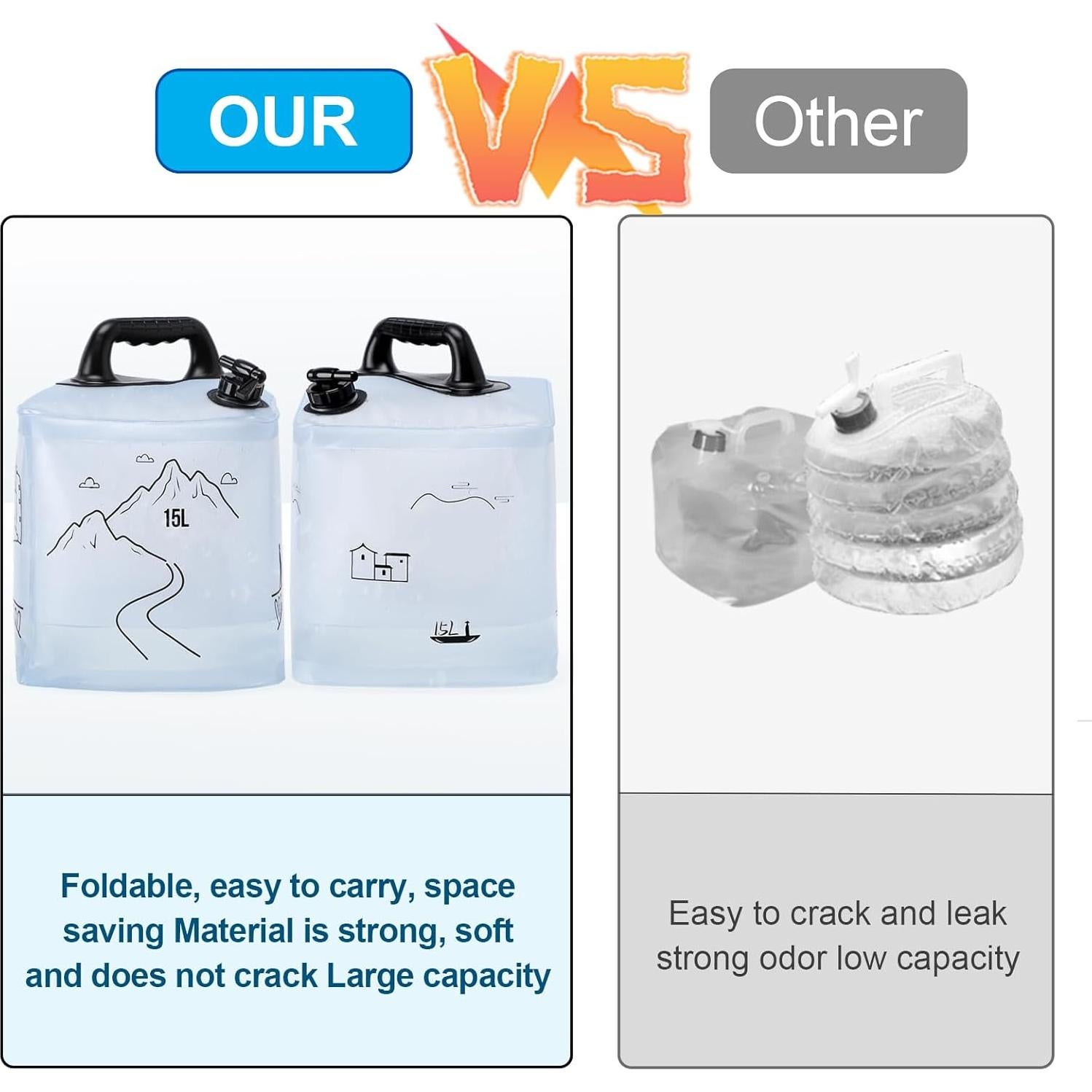 Contenedor de Agua Plegable Deiris 15L a Prueba de Fugas