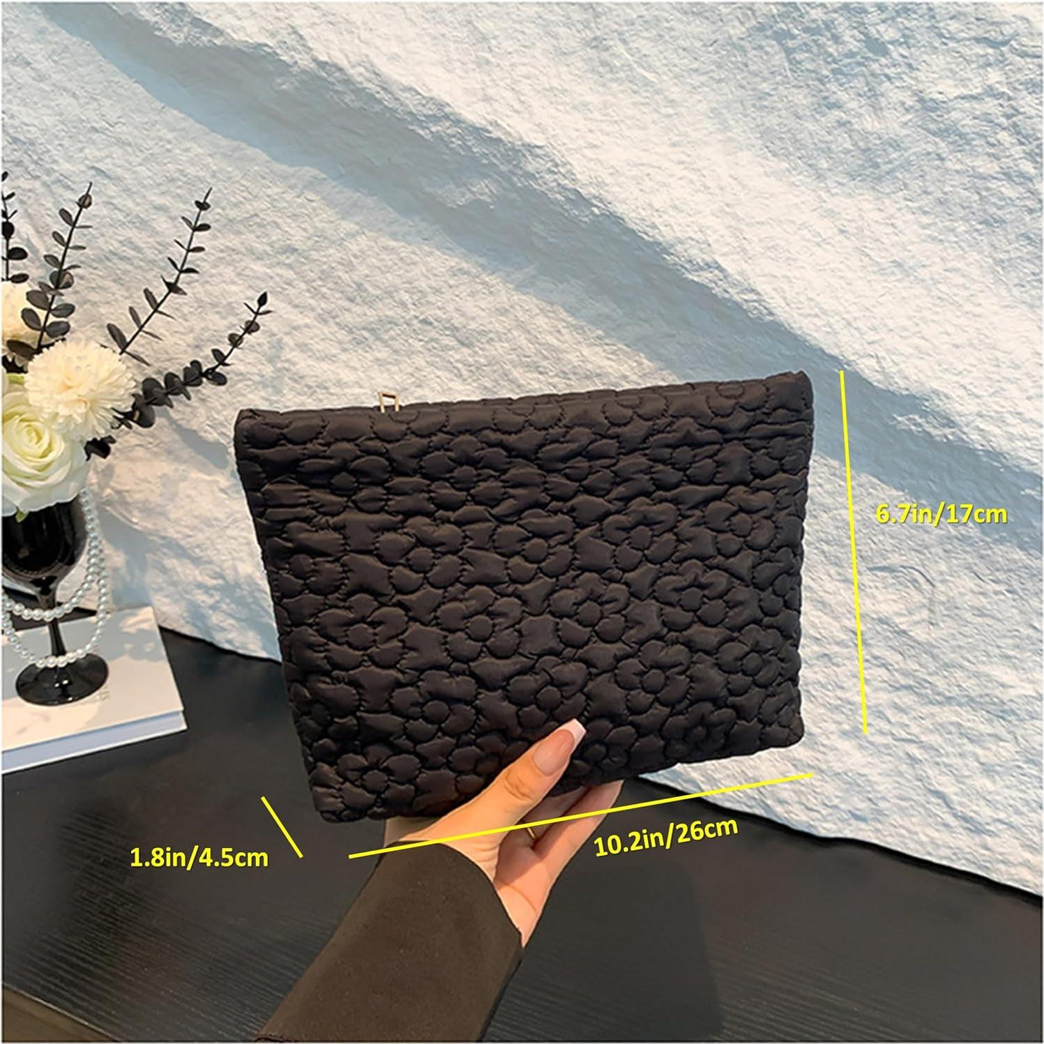 Bolsa de Maquillaje Acolchada HFLZBRO Flores Negras