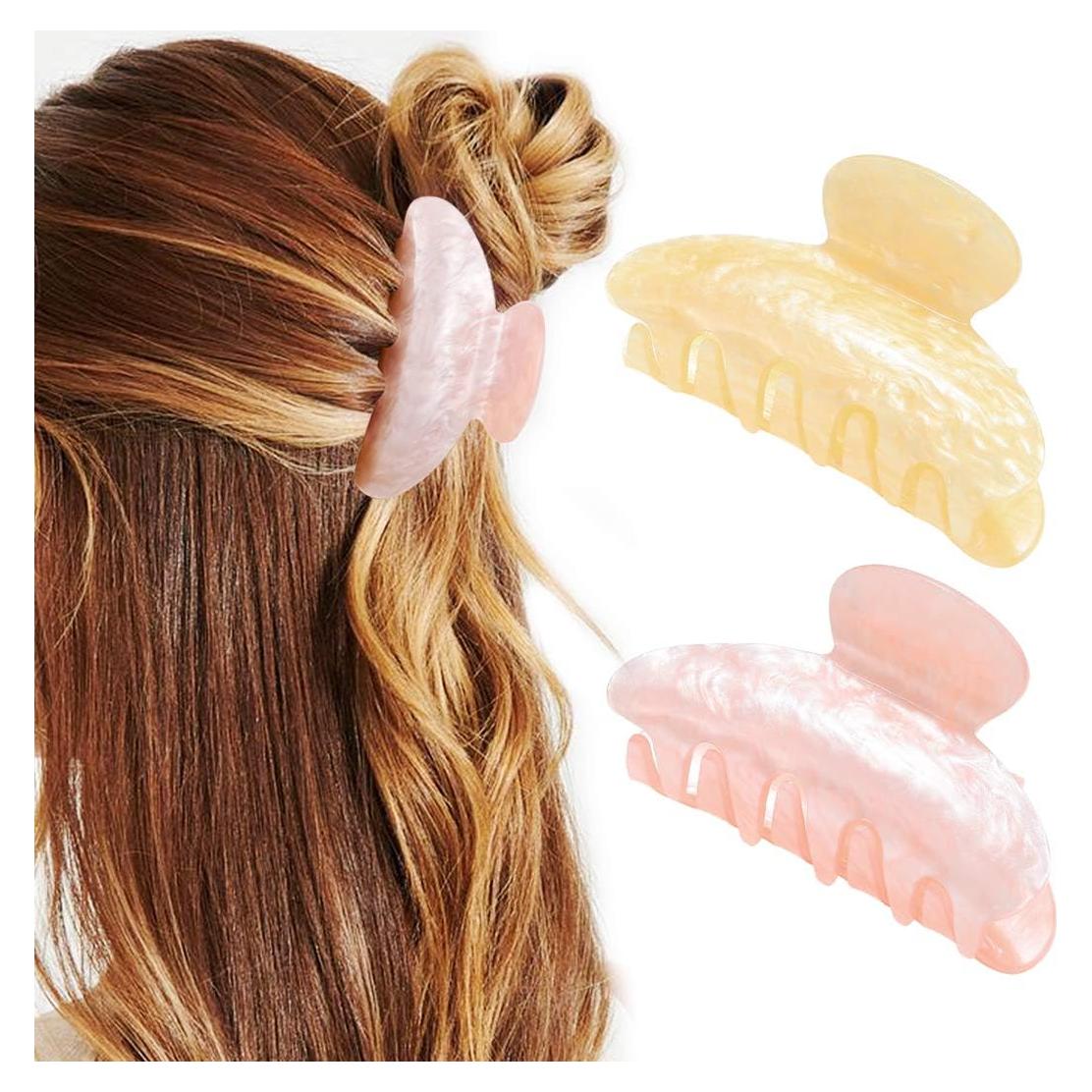 Clips de Garra Acrílicos CAKURE Rosa y Champán - 2 Piezas