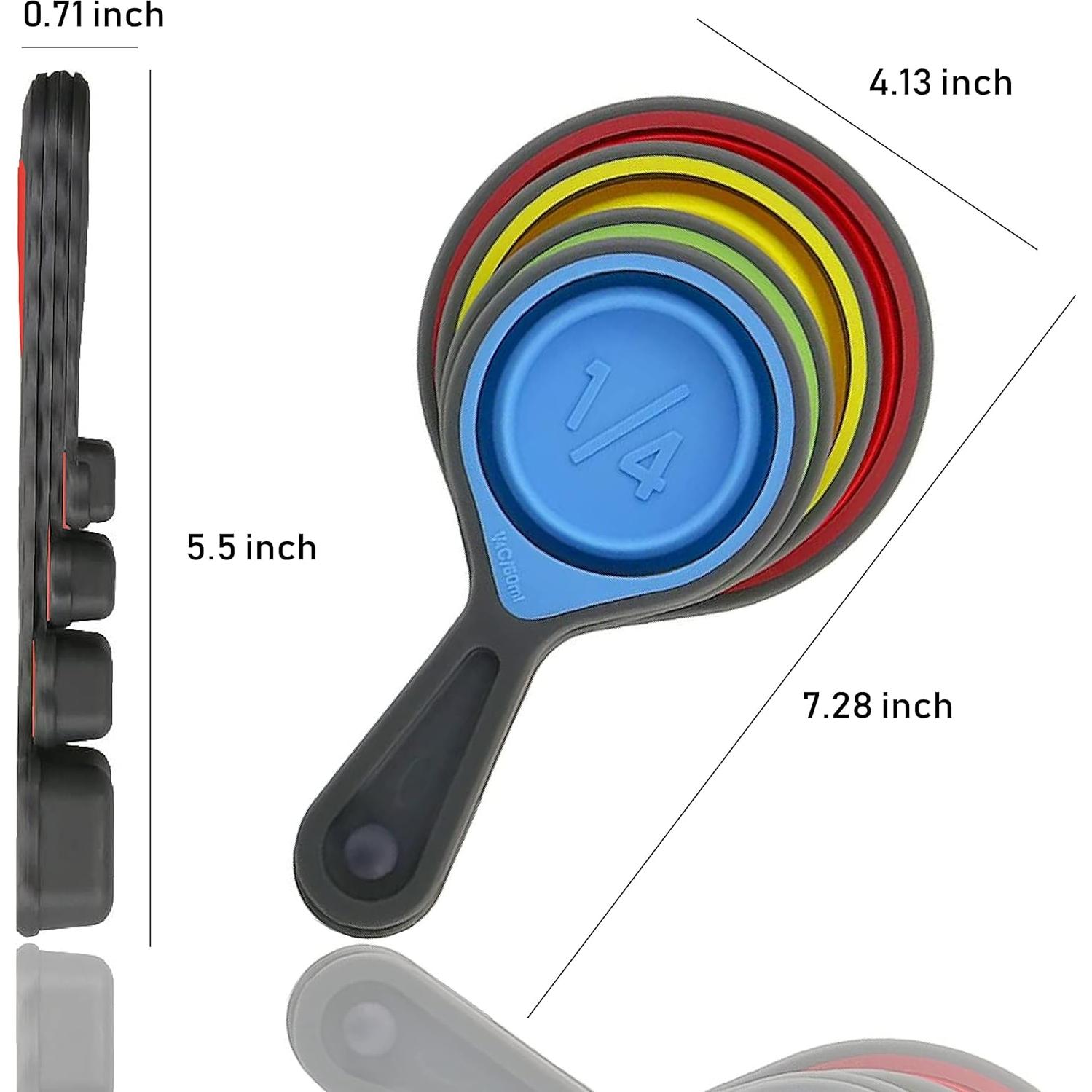 Juego de Tazas y Cucharas Medidoras Silicona Grandfort 8 Piezas