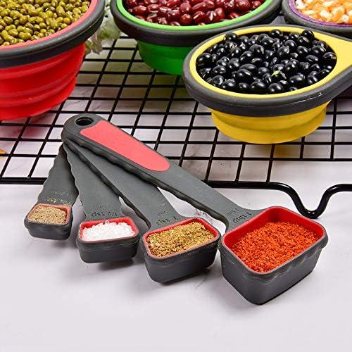 Juego de Tazas y Cucharas Medidoras Silicona Grandfort 8 Piezas