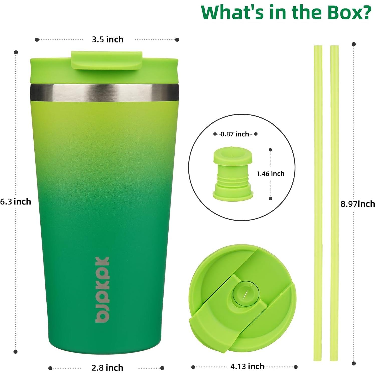 Vaso de Acero Inoxidable 18oz BJPKPK con Tapa y Popote - Bosque de Bambú