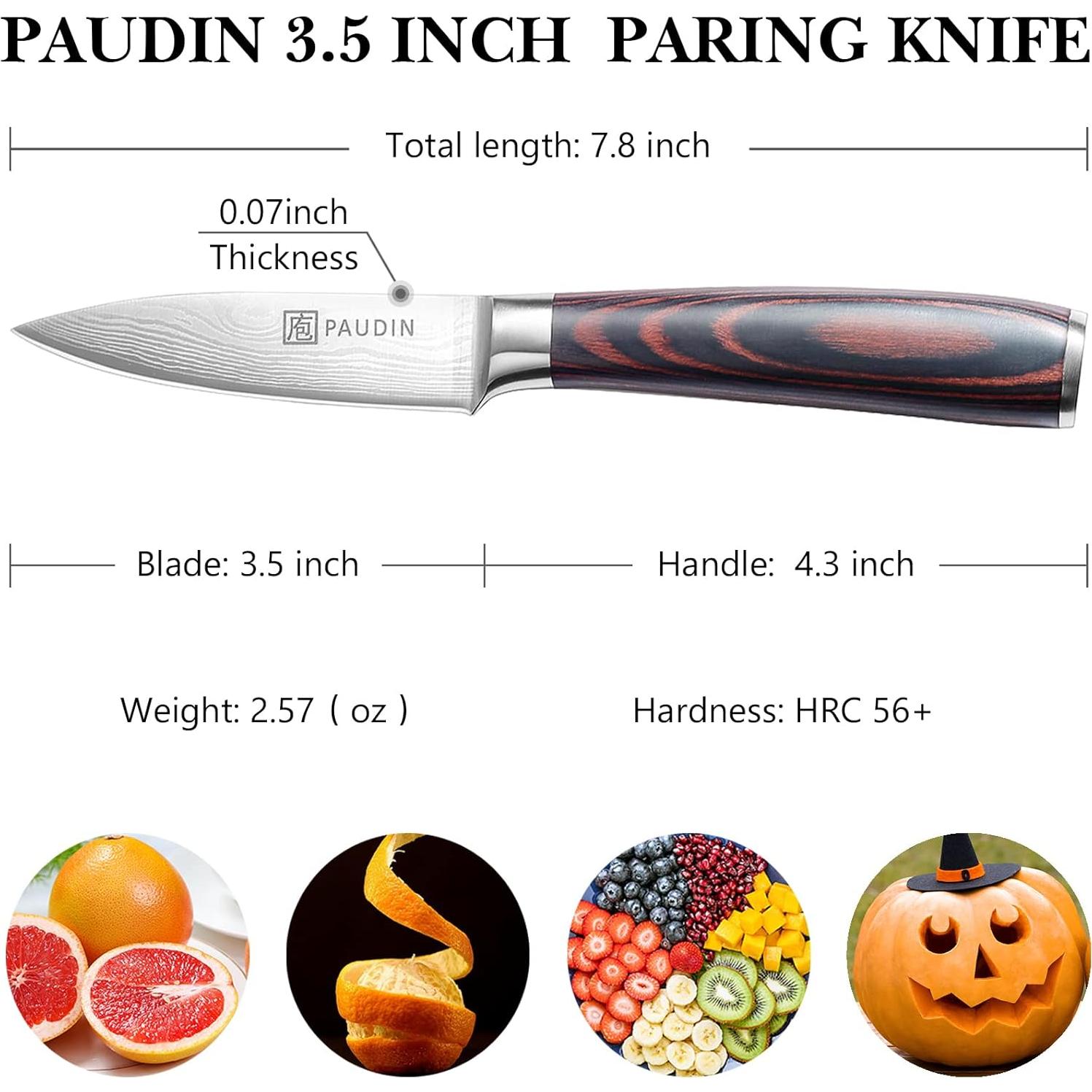Cuchillo de Pelar PAUDIN 8.89 cm Acero Inoxidable Mango Pakkawood