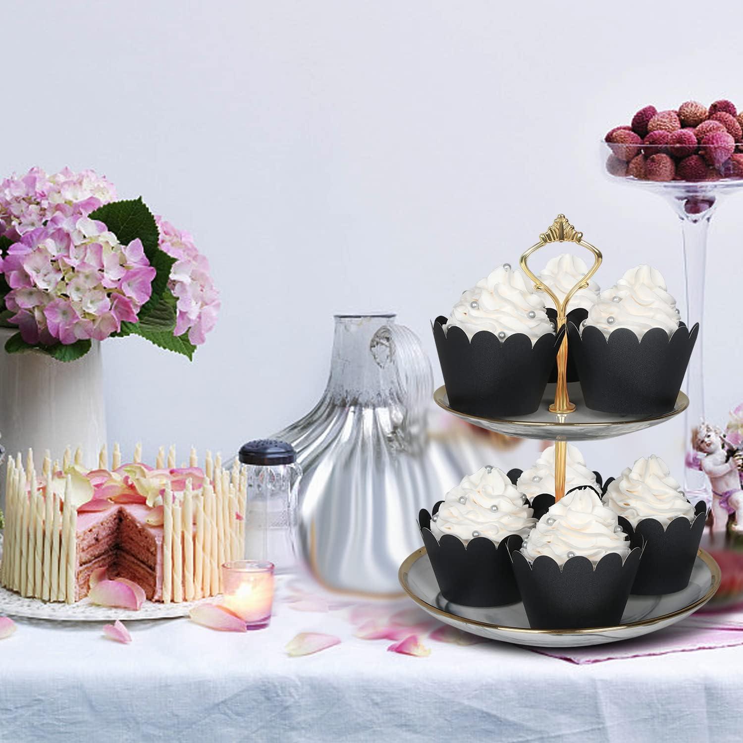 KPOSIYA Set de 100 Fundas para Cupcakes Decorativas Negro