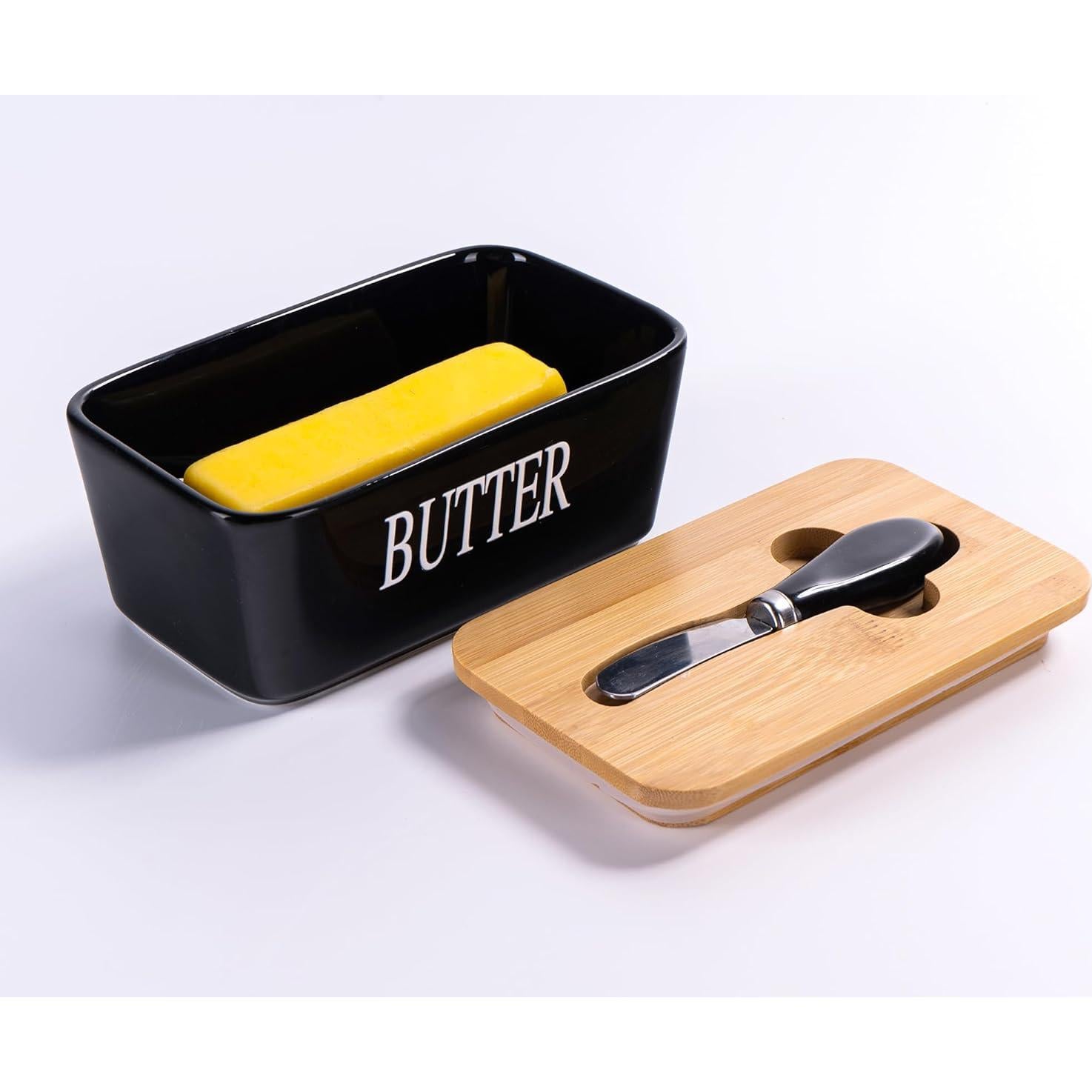 Plato de Mantequilla Cerámica QIANCHANG Negro con Tapa 650ml