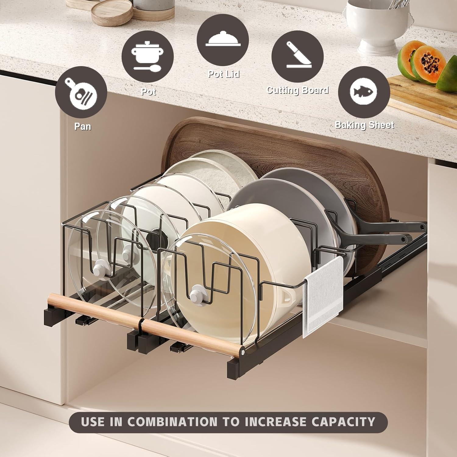 Organizador de Ollas y Sartenes Magheo Expandible Negro 55.9cm