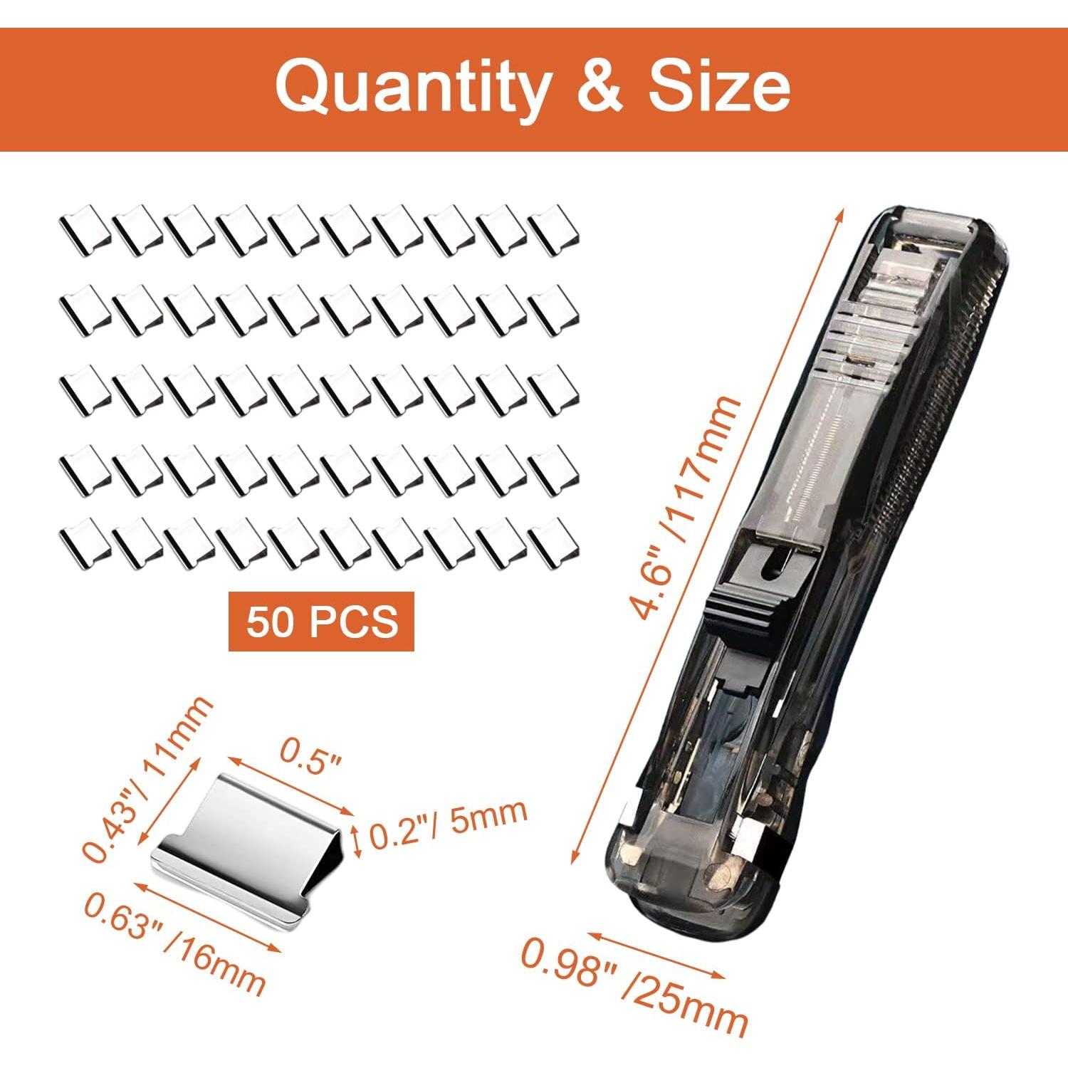 Grapadora de Empuje DSBGKJI con 50 Clips Reutilizables - Negro