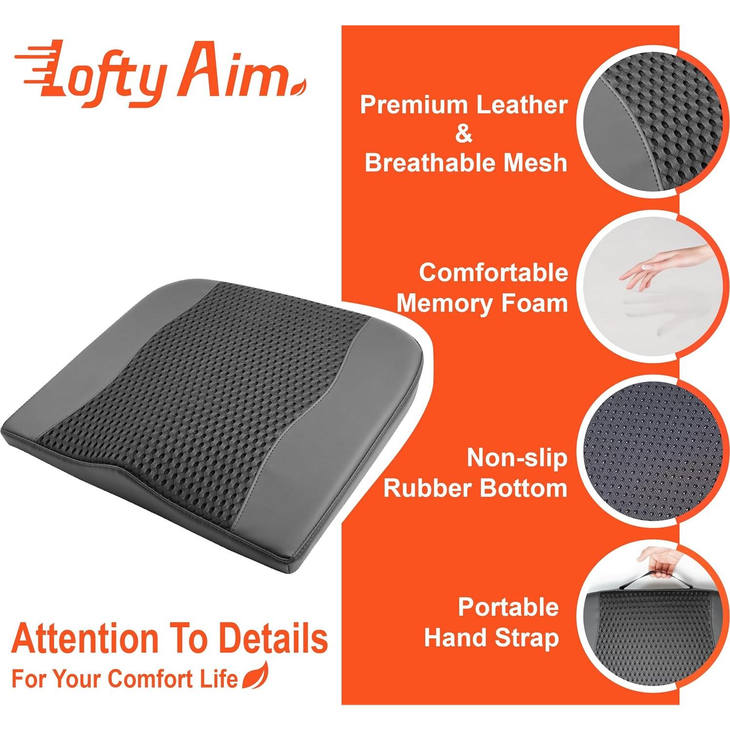 Cojín de Asiento de Coche Lofty Aim - Espuma de Memoria 45x43cm