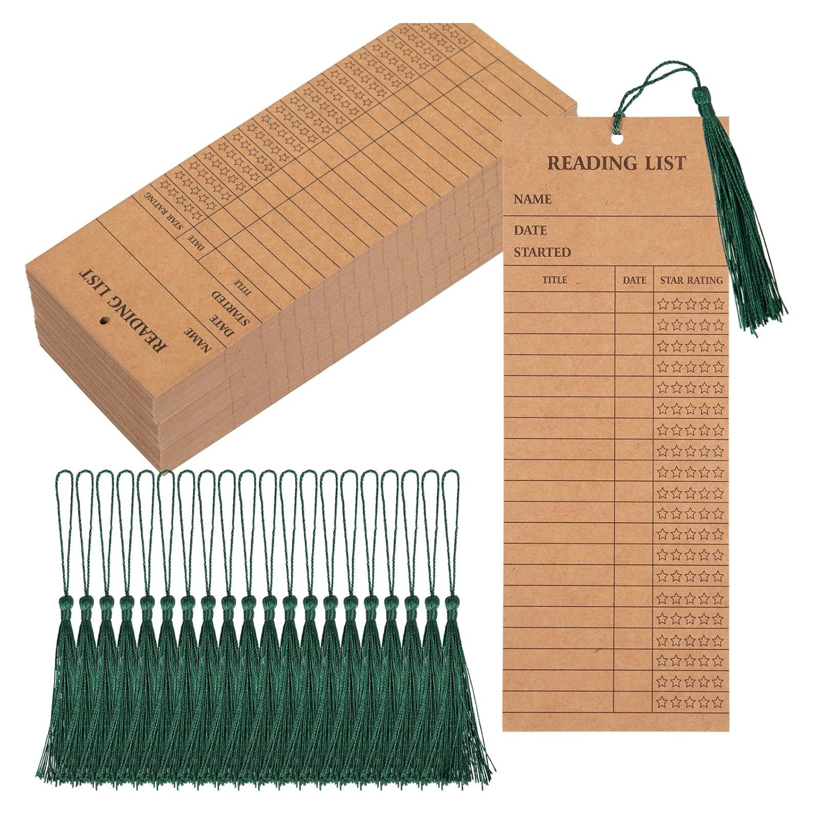 100 Marcadores de Lectura con Borlas Fuceury 7.6x20.3cm Marrón