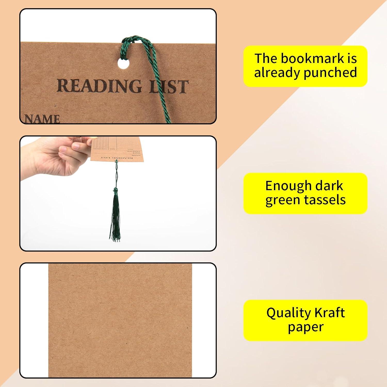 100 Marcadores de Lectura con Borlas Fuceury 7.6x20.3cm Marrón