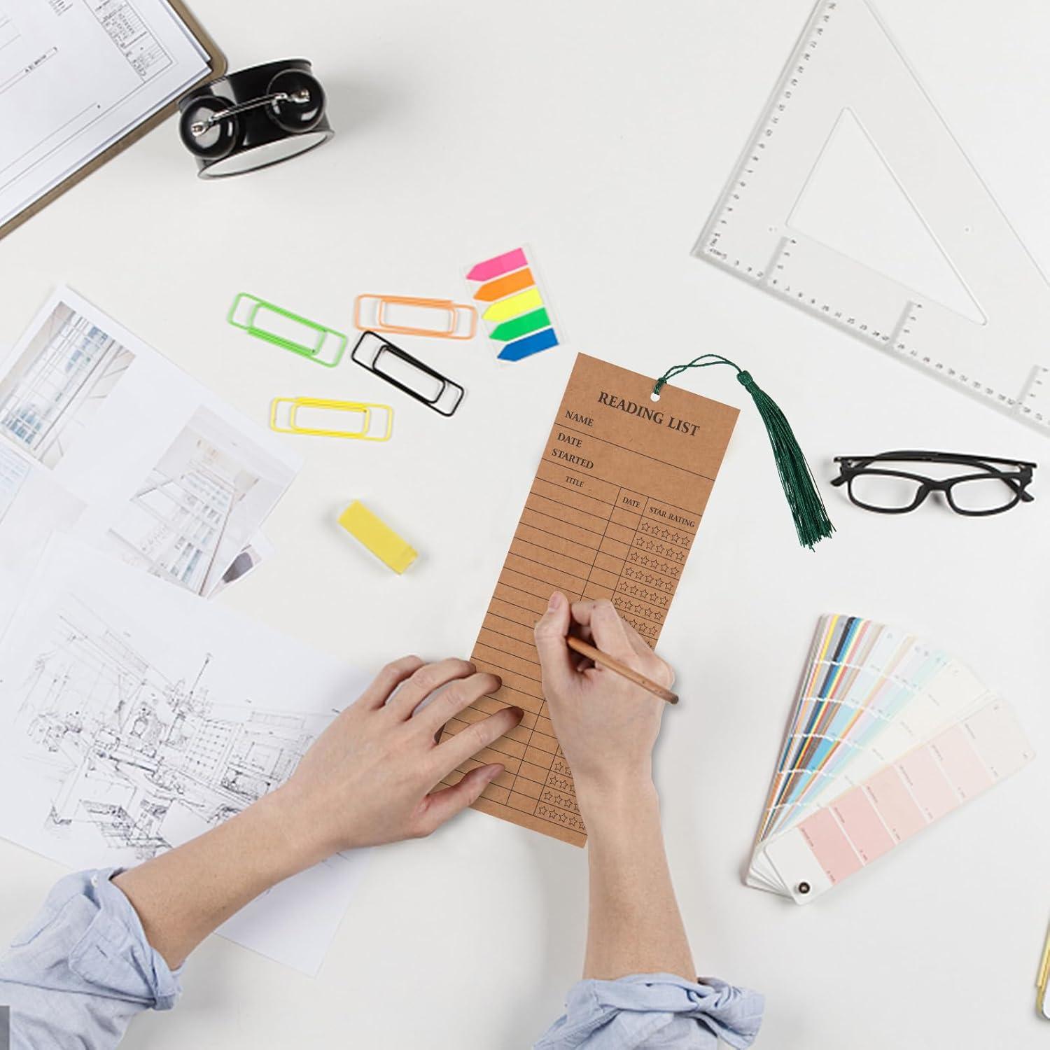 100 Marcadores de Lectura con Borlas Fuceury 7.6x20.3cm Marrón