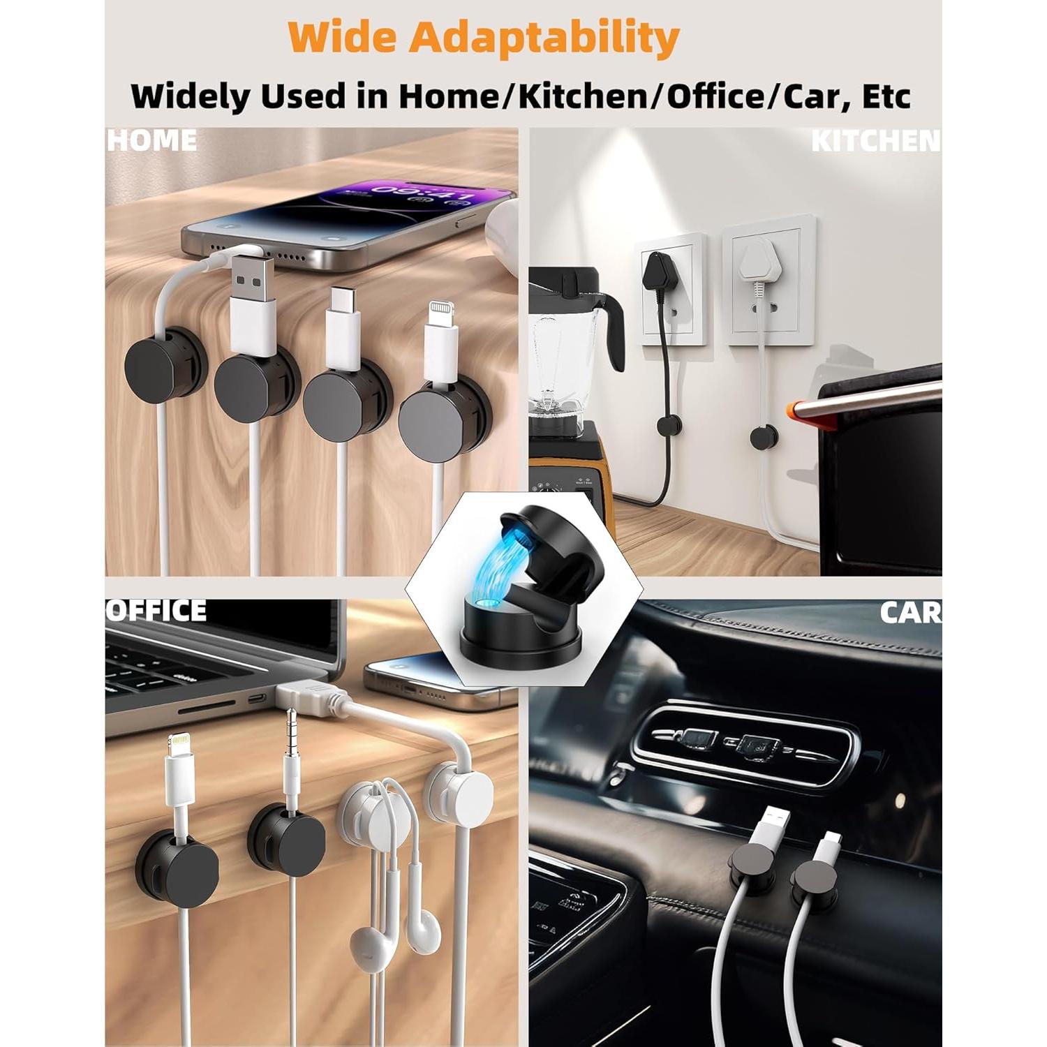 Organizador de Cables Magnético UJT 6 Paquetes Negro 360°