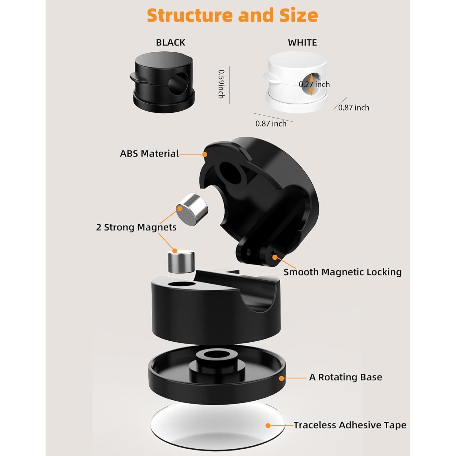 Organizador de Cables Magnético UJT 6 Paquetes Negro 360°