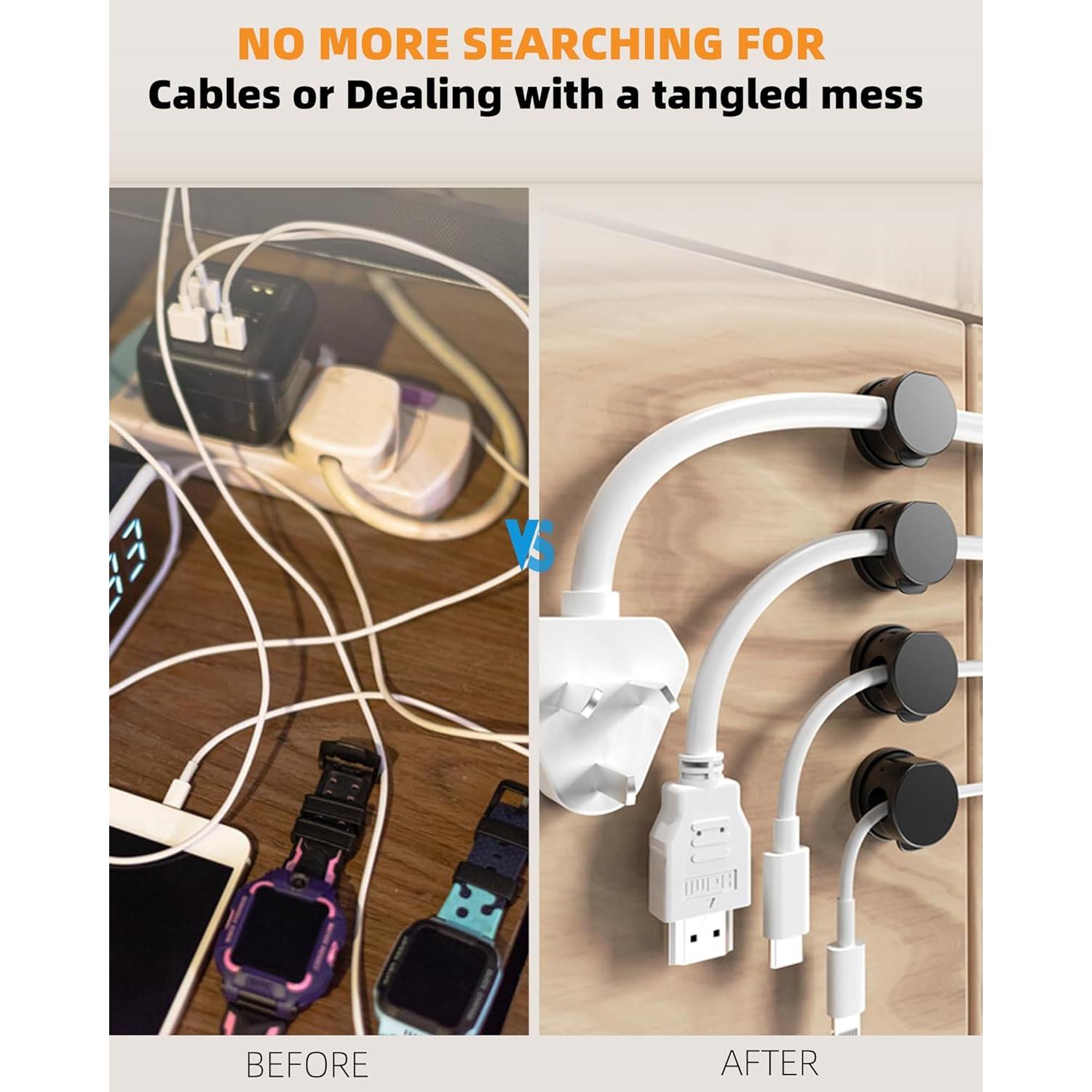 Organizador de Cables Magnético UJT 6 Paquetes Negro 360°