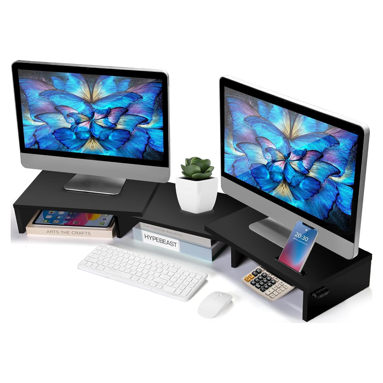 Soporte Doble para Monitor La Jaco Ajustable Negro 108 cm