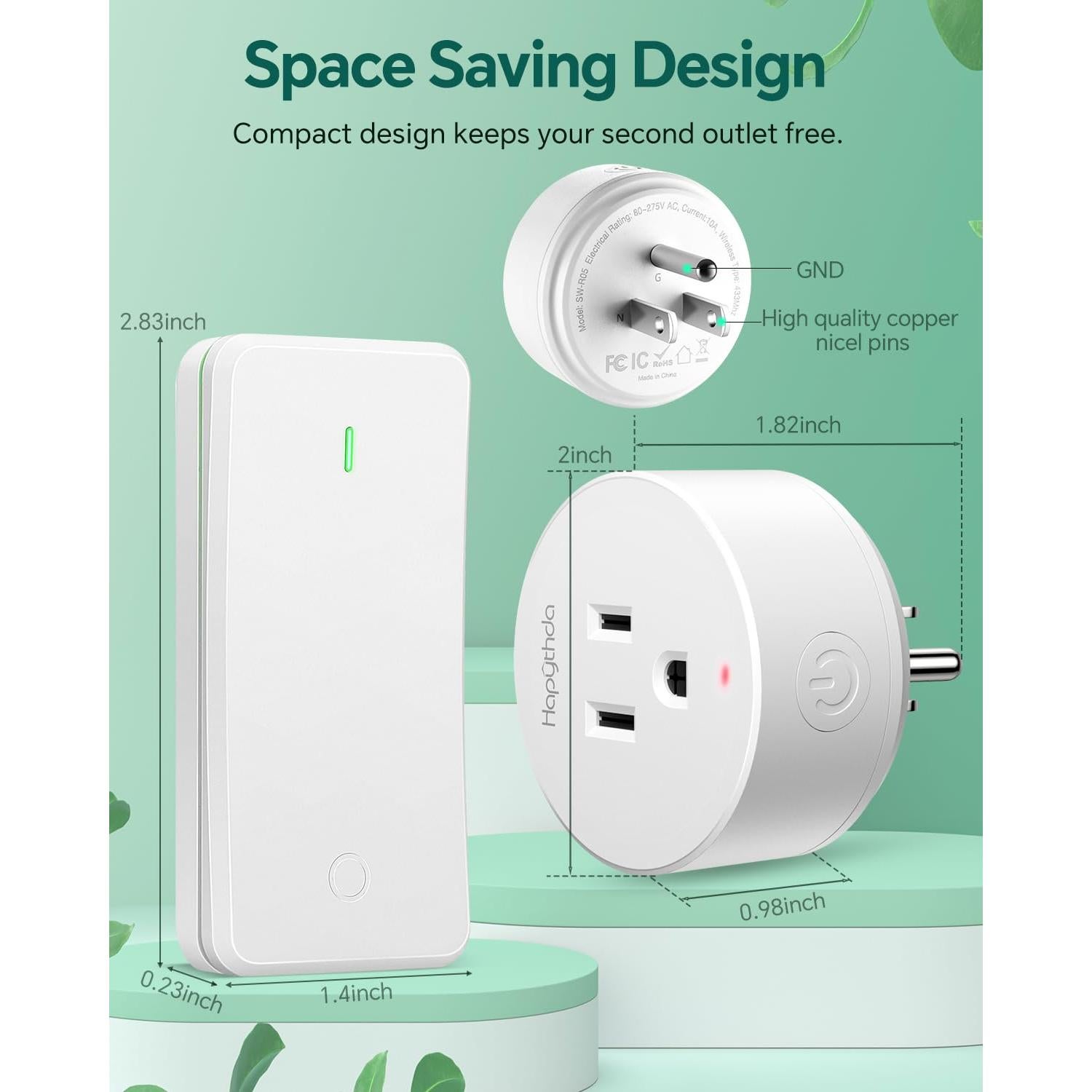 Enchufe de Control Remoto HAPYTHDA 15A 1500W Inalámbrico