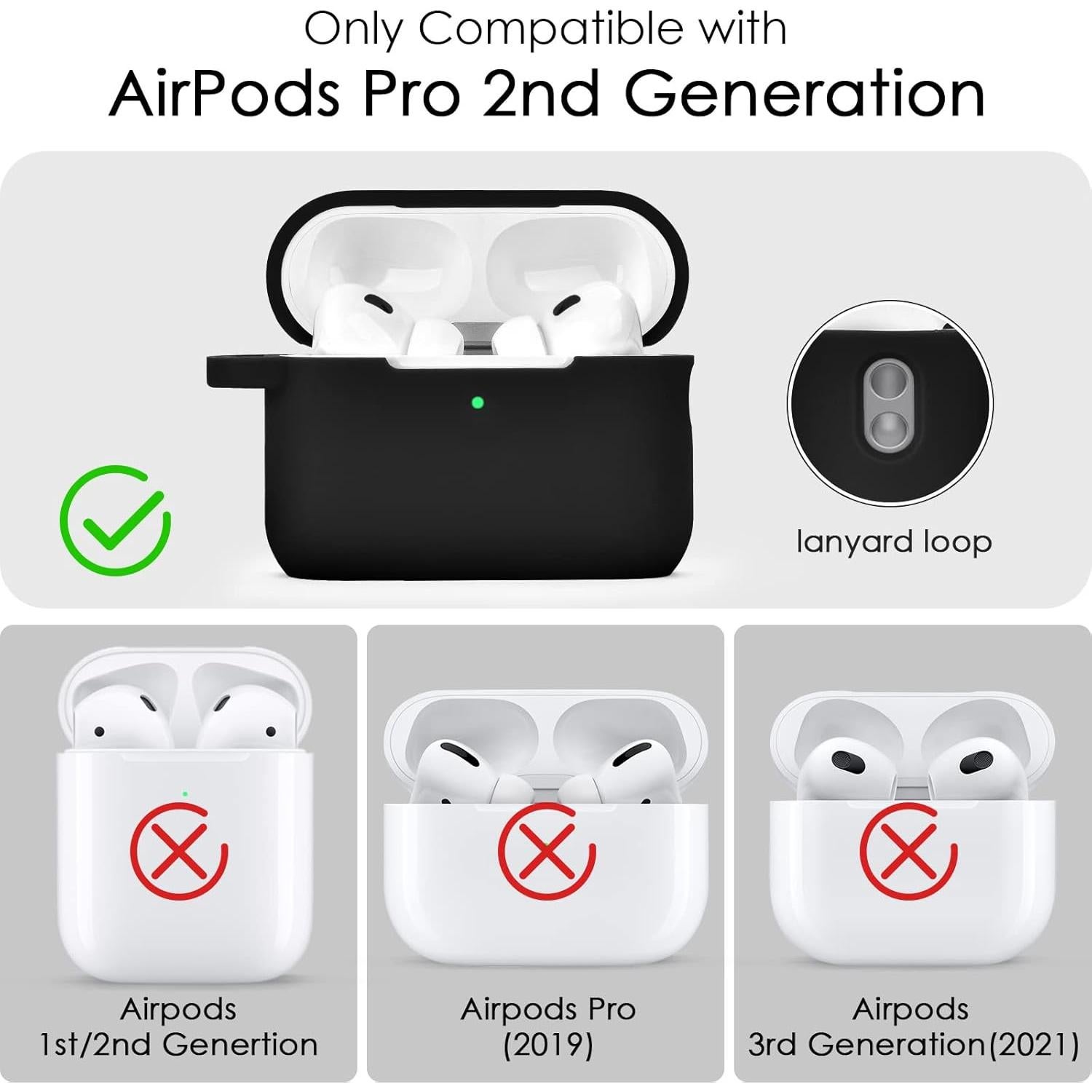 Funda Protectora de Silicona Filoto para AirPods Pro 2 - Negro
