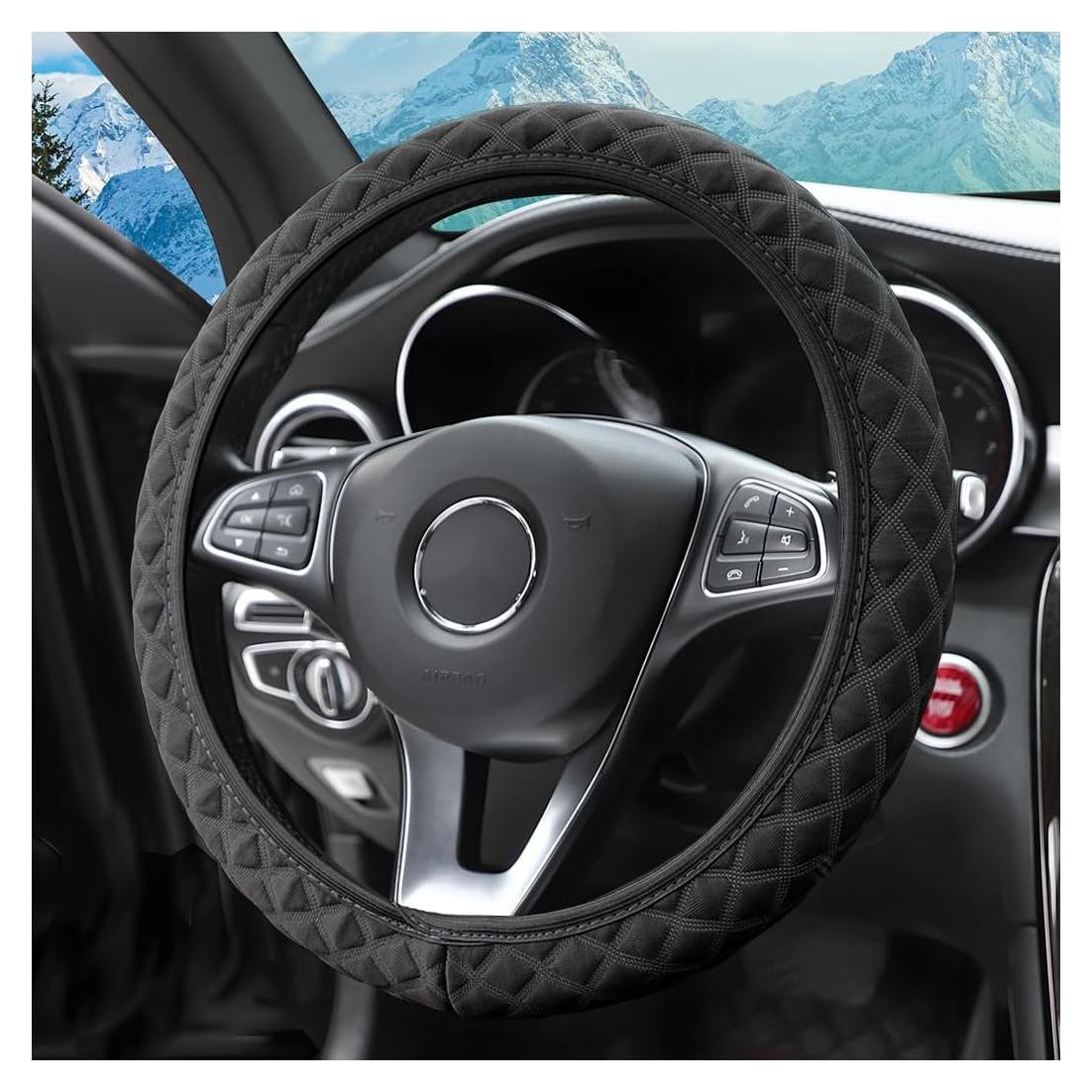 Cubierta de Volante Zipelo 15" Antideslizante Microfibra Negra