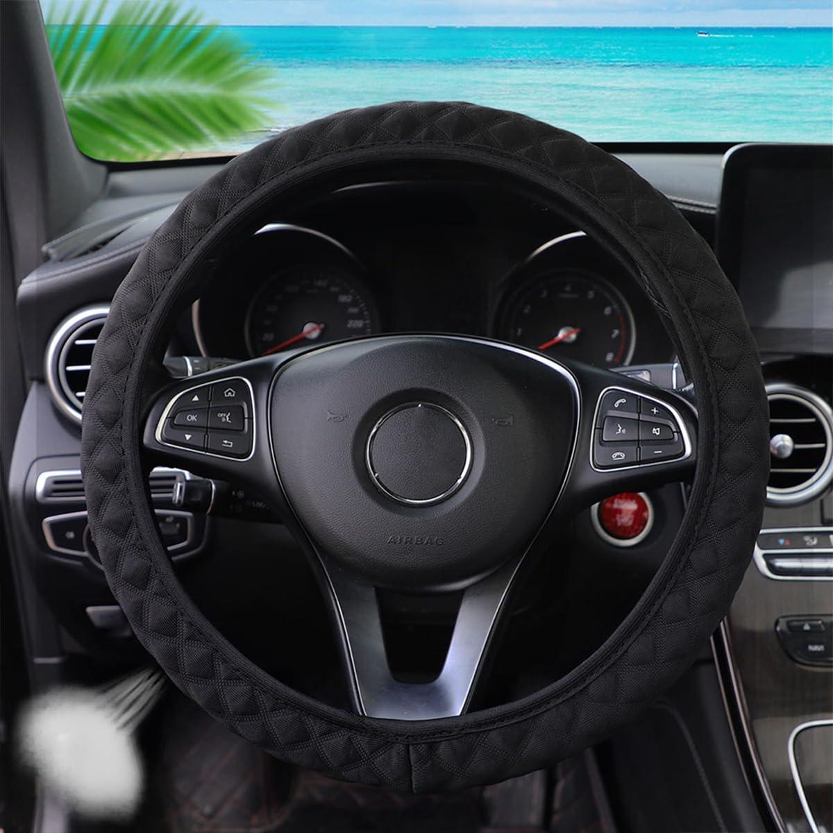 Cubierta de Volante Zipelo 15" Antideslizante Microfibra Negra